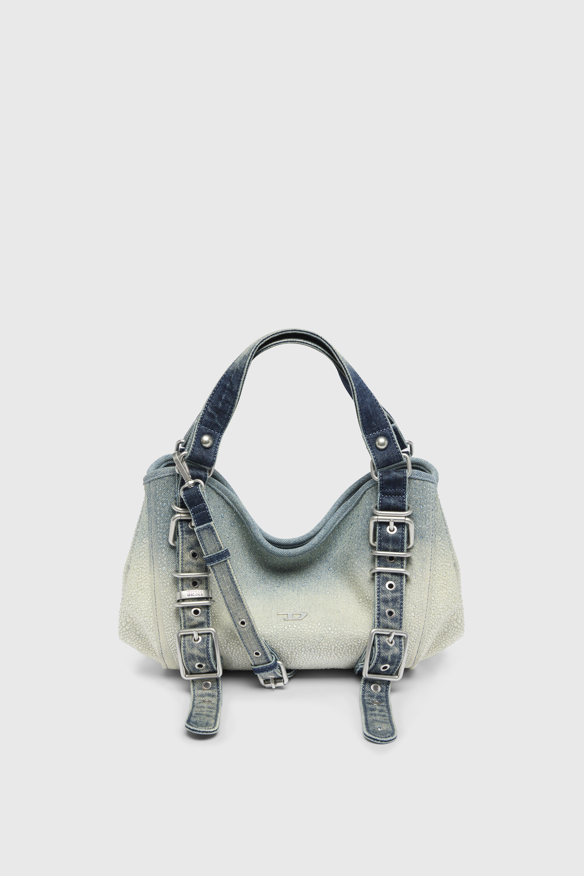 Diesel - D-ONE TOPHANDLE S, Woman's D-One-Small top-handle bag in crystal solarised denim in Blue - 2