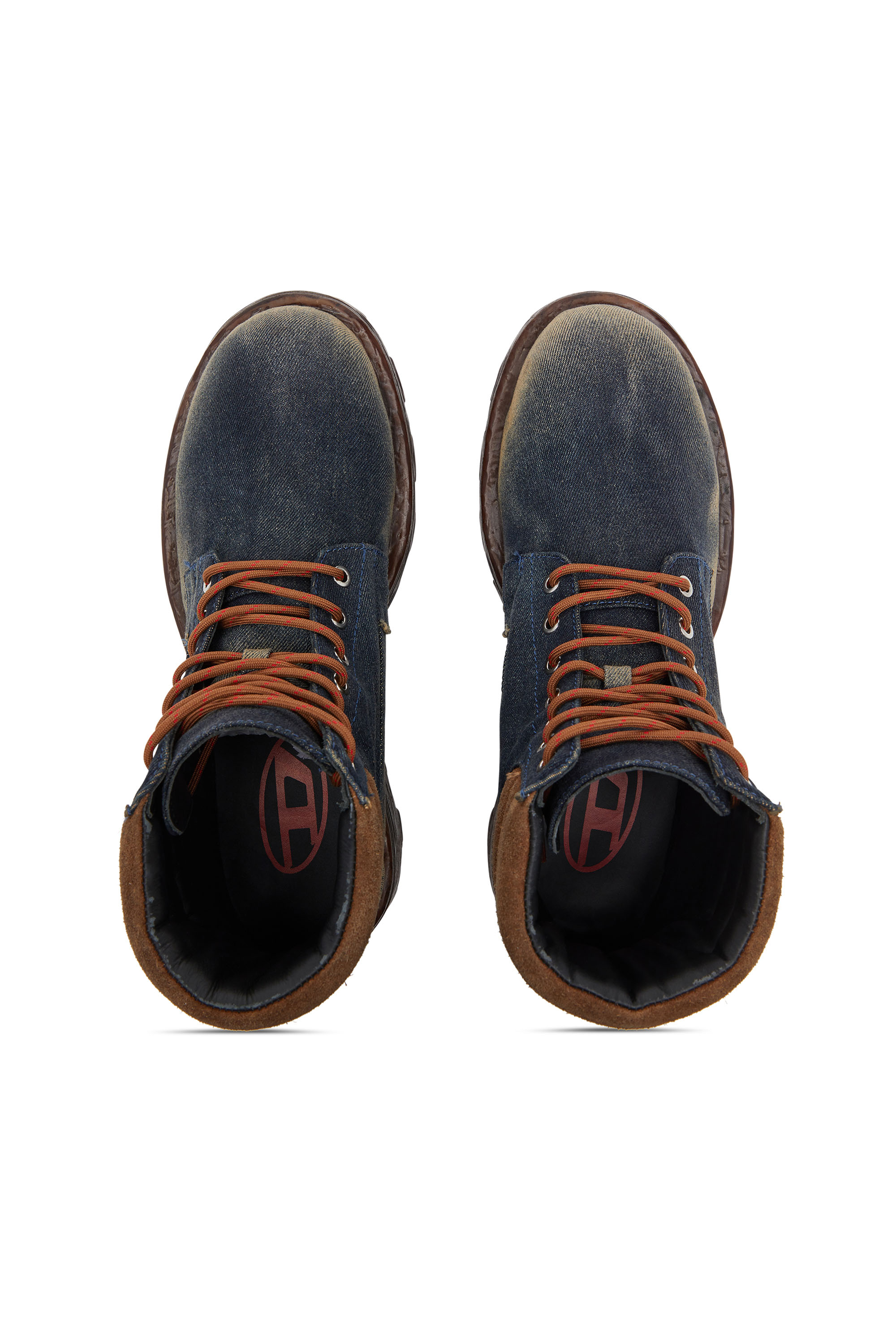 Diesel - D-HAMMER LACE UP, Man's D-Hammer-Combat boots in denim and suede in Dark Blue - 4