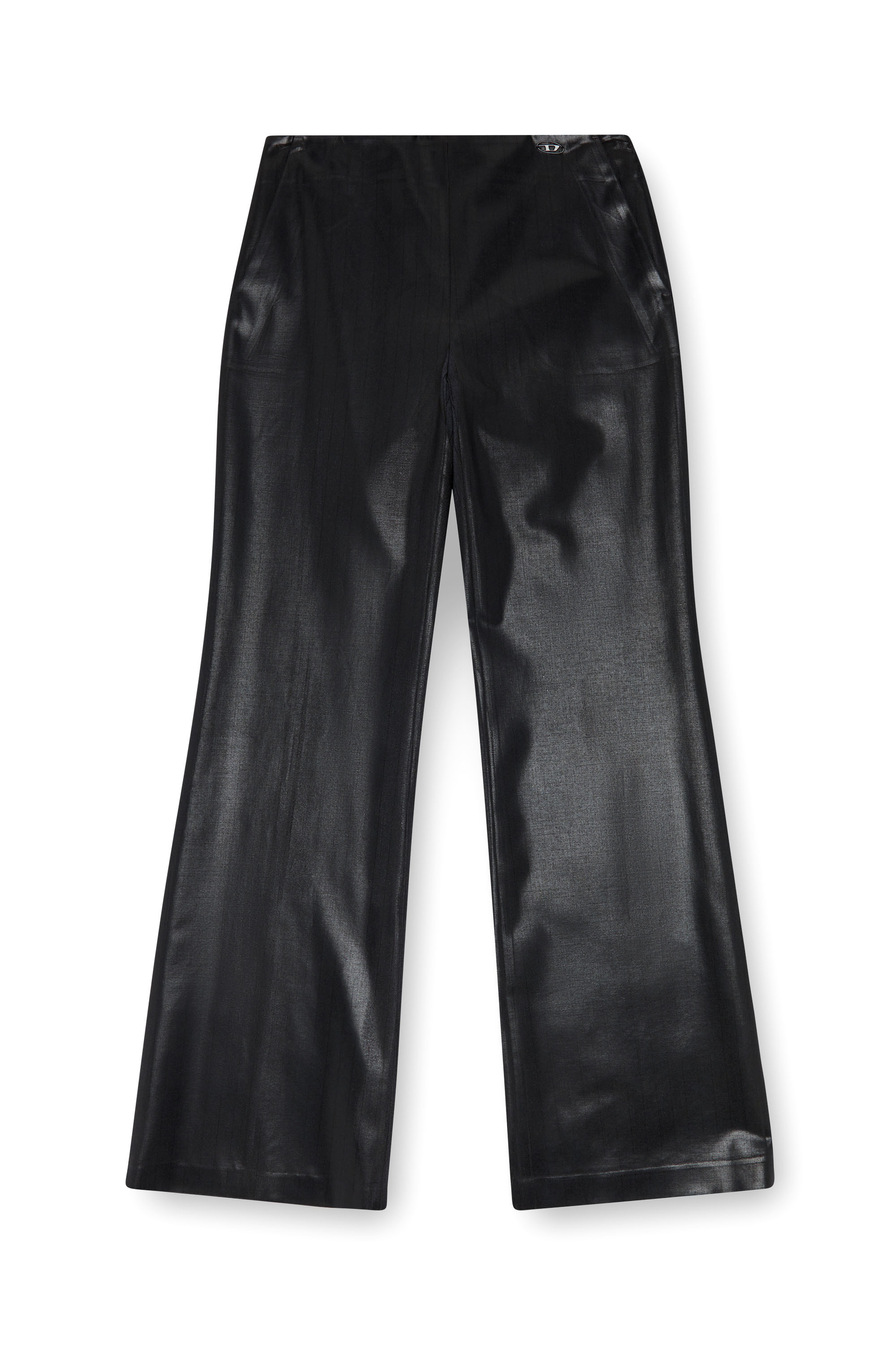 Diesel - P-OLARIS, Woman's Pinstripe pants with coated front in Black - 2