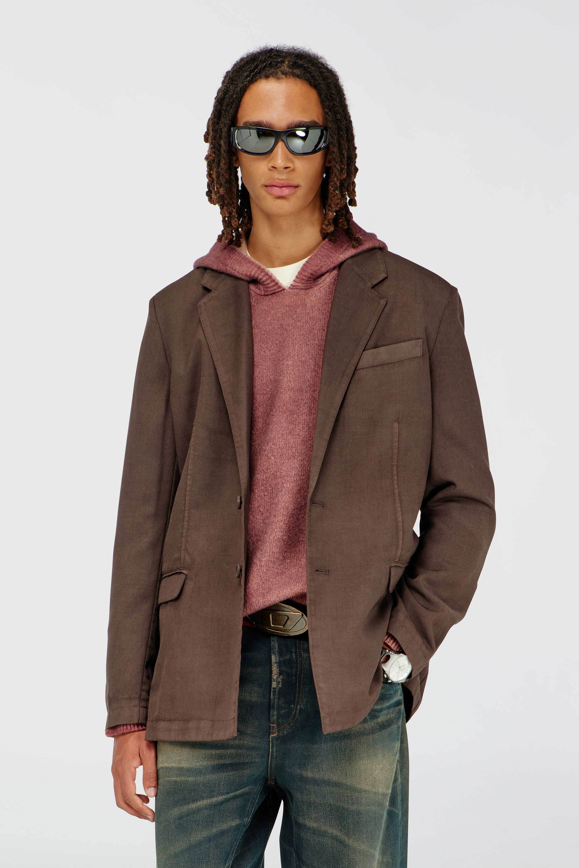 Diesel - J-CREED-AECB, Man's Blazer in stretch wool in Brown - 1