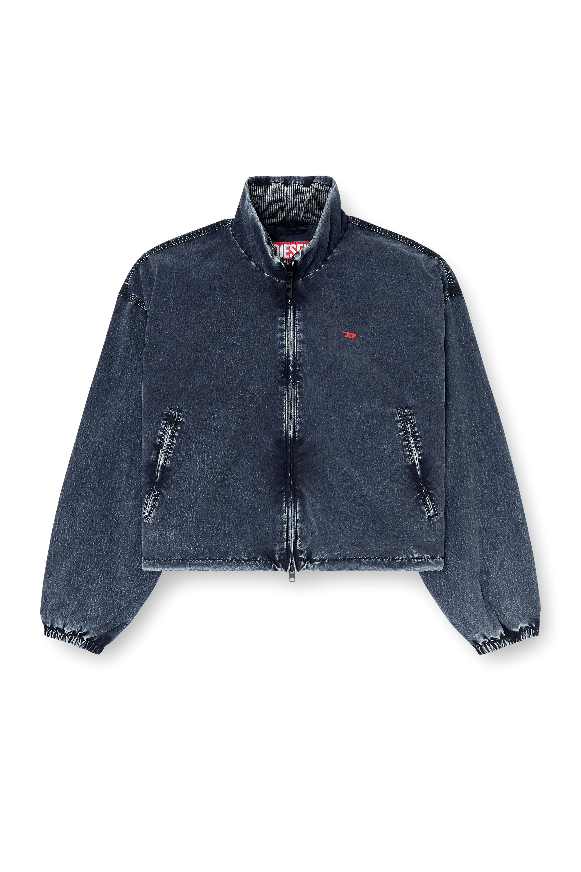 Diesel - G-LEAMER, Woman's Windbreaker jacket in acid-wash Taslan in Dark Blue - 2