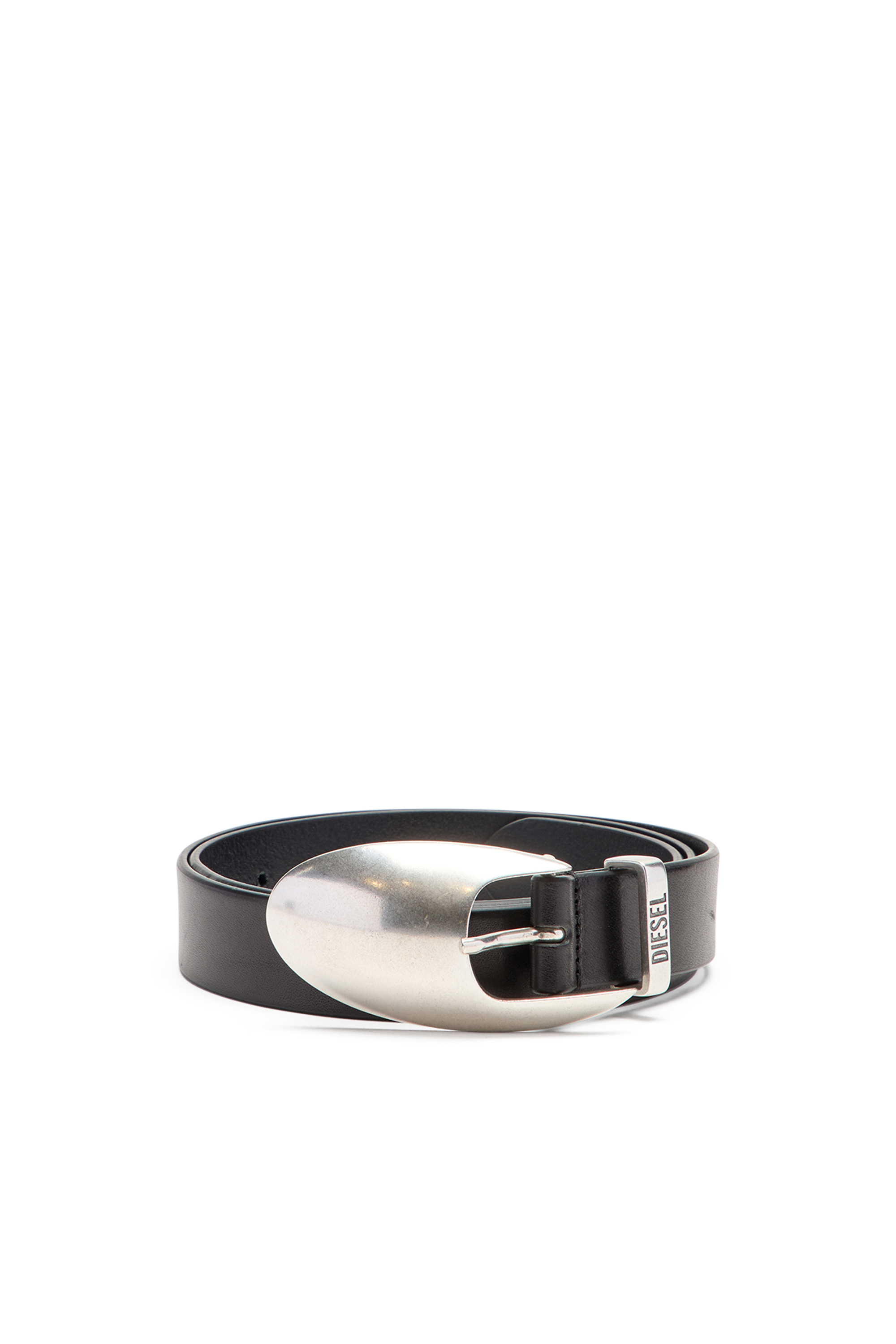 Diesel - B-ROP 30, Man's 3cm leather belt with sculptural buckle in Black - 1