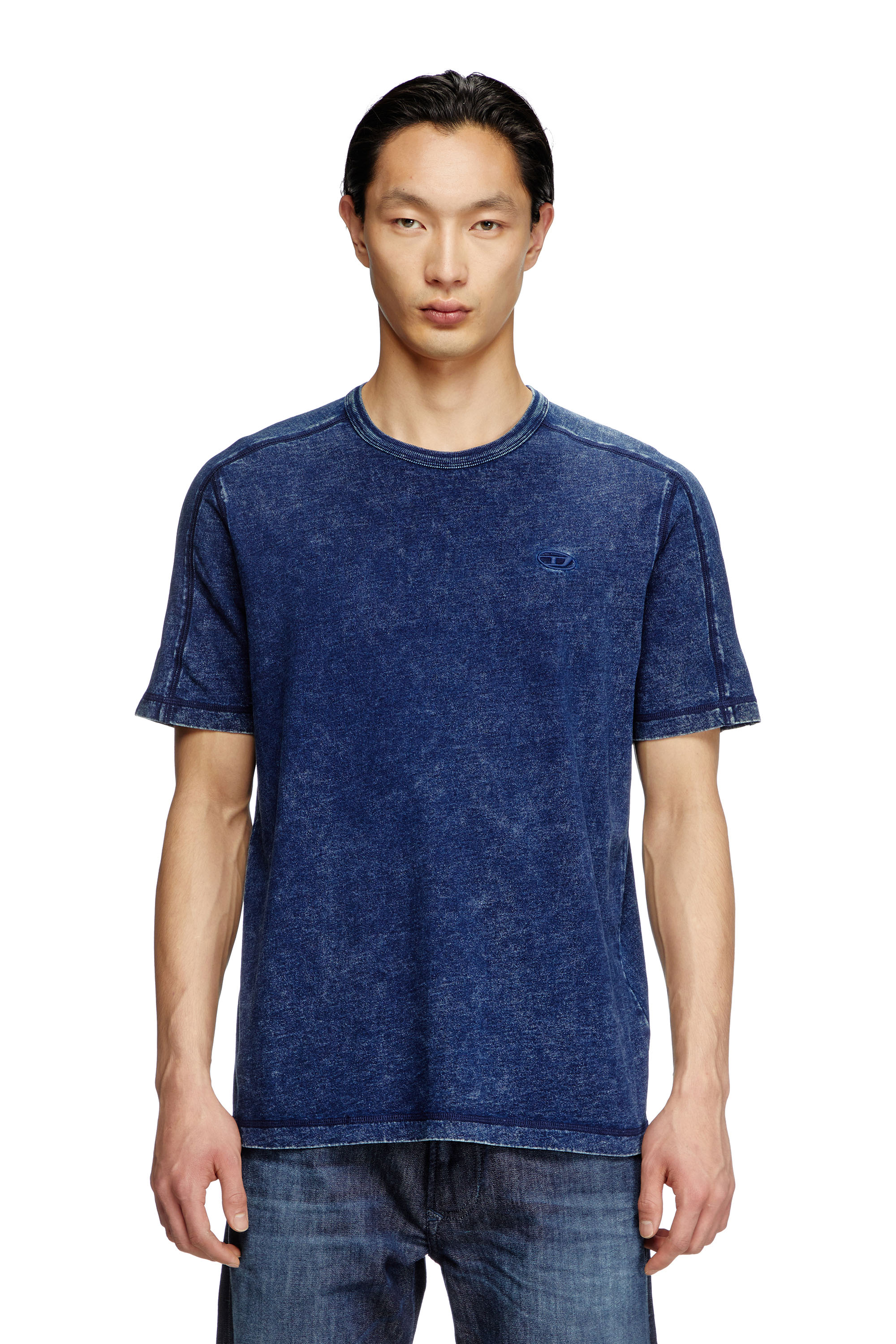 Diesel - T-ADJIND, Man's Denim-look jersey T-shirt in Blue - 3