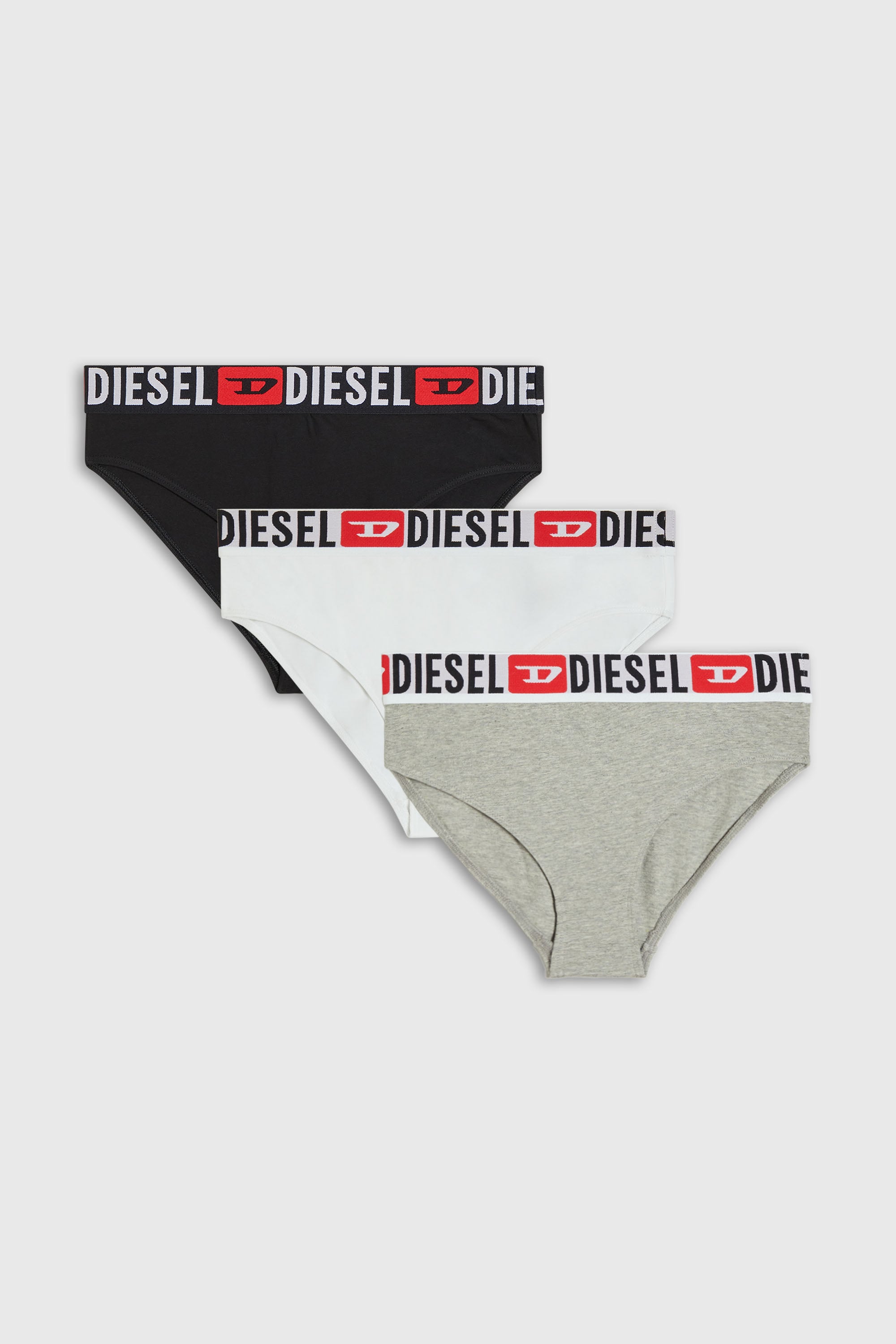 Diesel - SAM-D-CORE-3PACK, Woman's Three-pack briefs with maxi-logo waist in Grey/White - 1