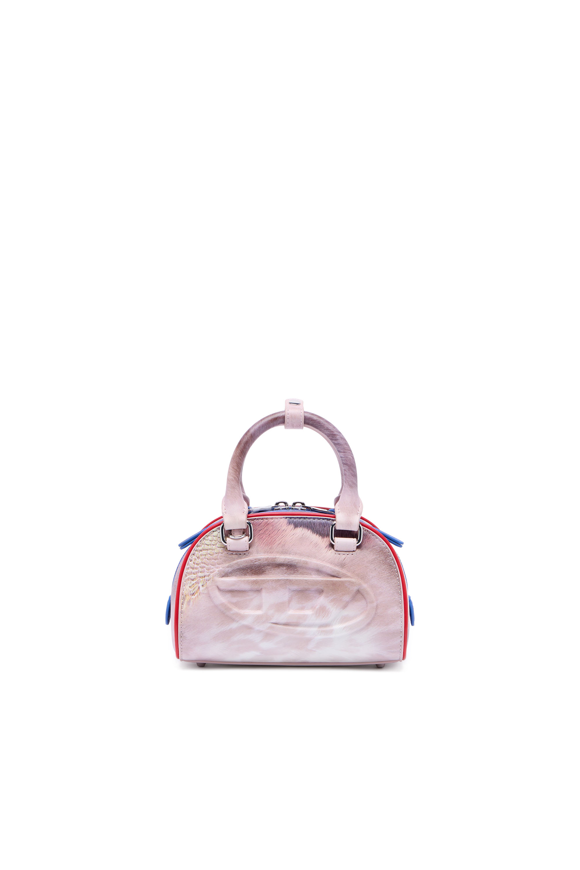 Diesel - 1DR DOME CROSSBODY, Woman's 1DR Dome-Mini bowling bag with animal print in Pink/Blue - 2