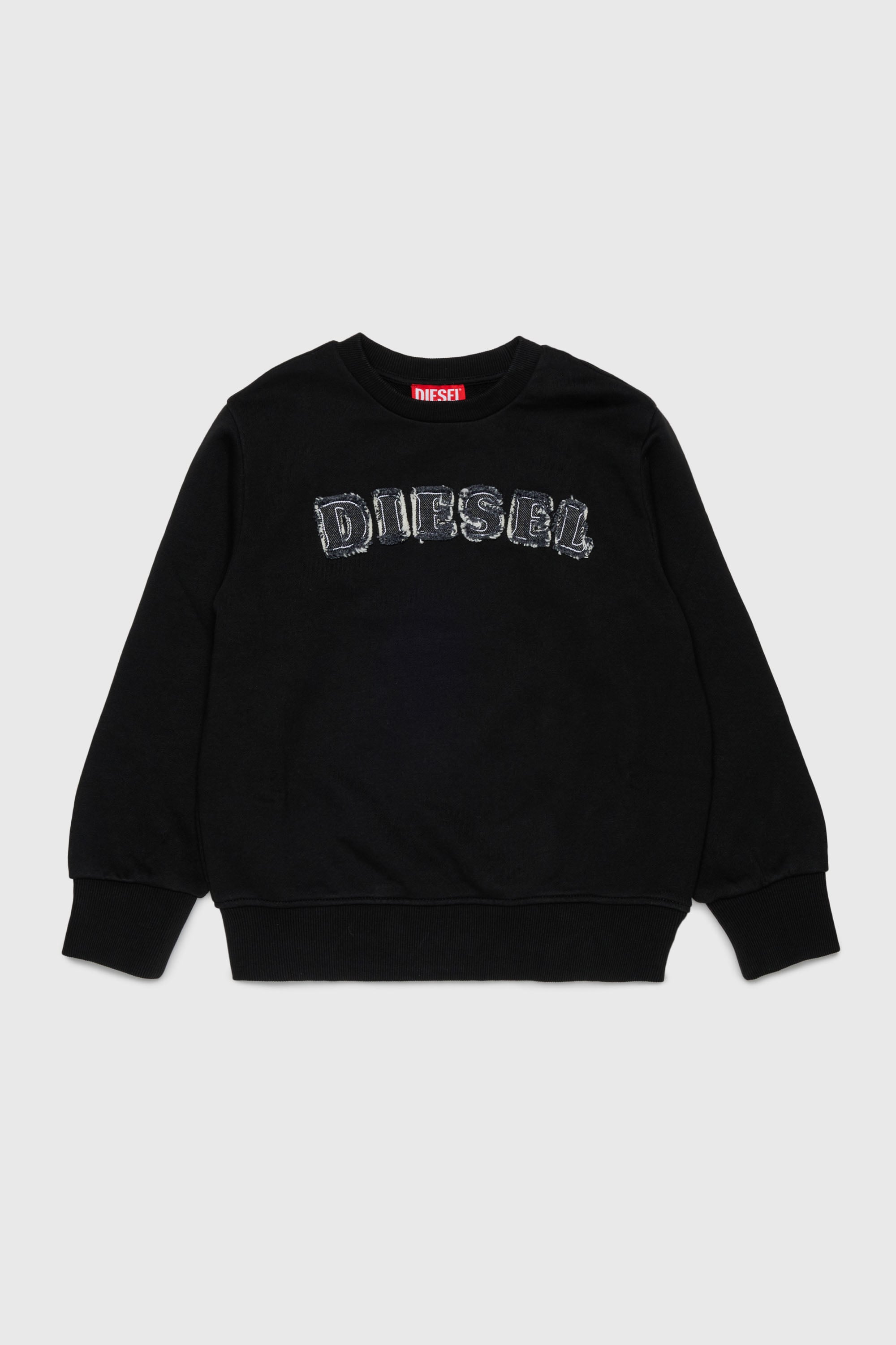 Diesel - SJEANS OVER, Man's Sweatshirt with frayed logo letters in Black - 1