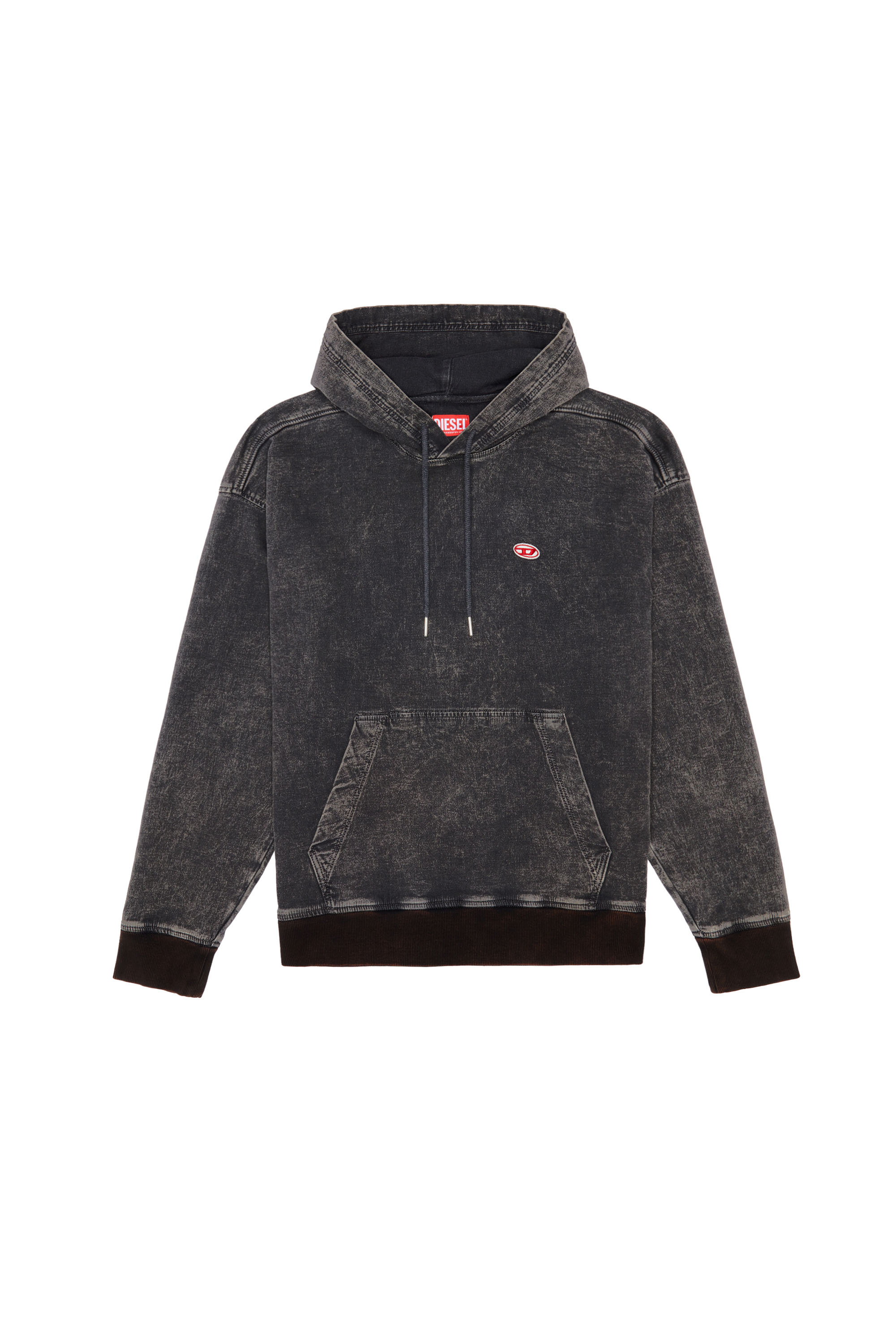 Diesel - D-UM-RIB TRACK DENIM HOODIE, Black/Dark grey - Image 3