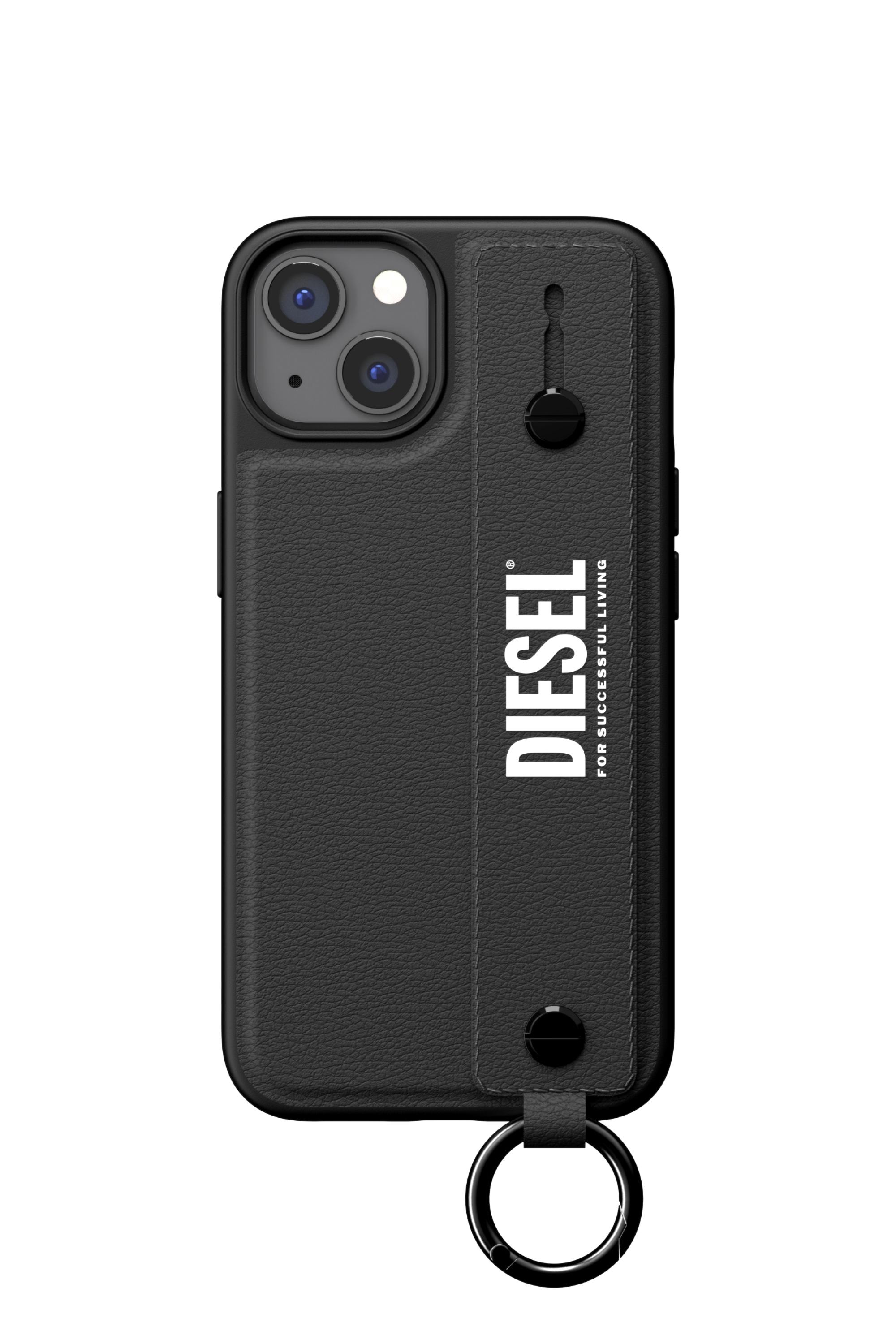 Diesel - 47840 TECH CHAIN, Unisex's Leather tech chain handstrap case  for iPhone 13 in Black - 2