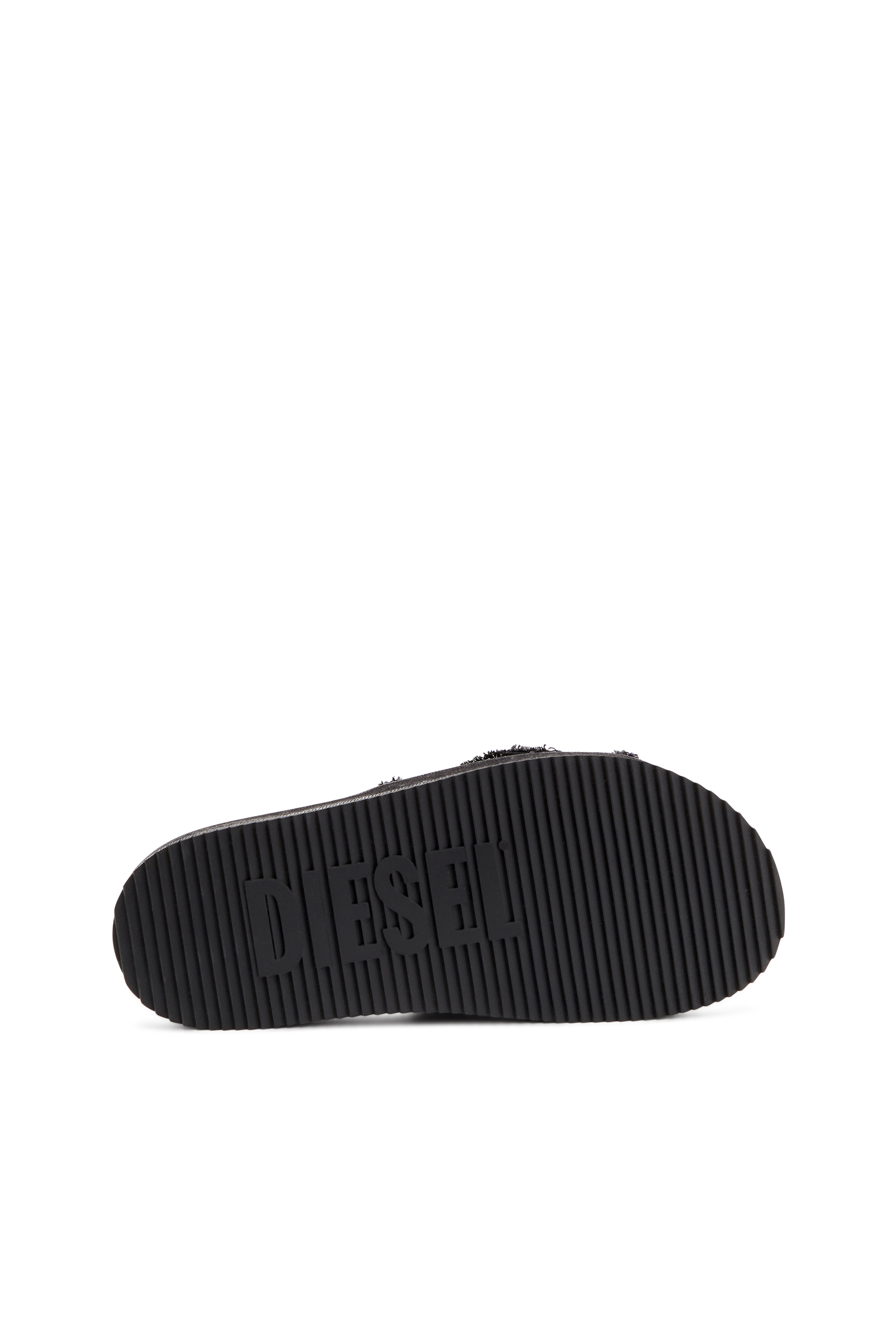 Diesel - SA-SLIDE D OVAL, Unisex's Sa-Slide D-Distressed denim slides in Black - 5