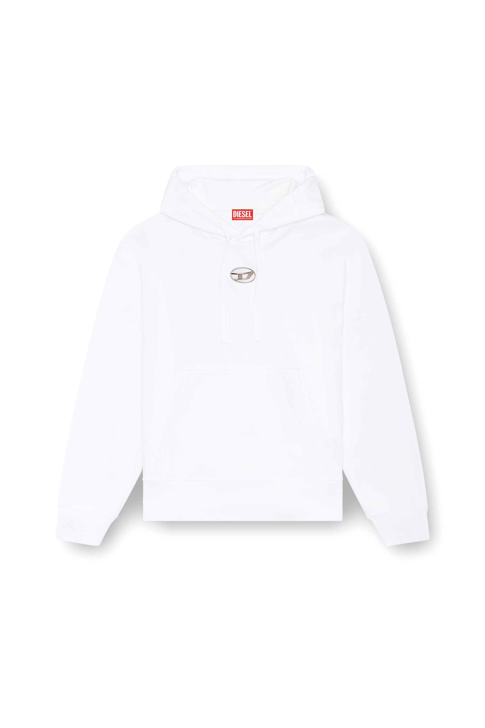 Diesel - S-MACS-HOOD-OD, Man's Oversized hoodie with metallic logo in White - 2