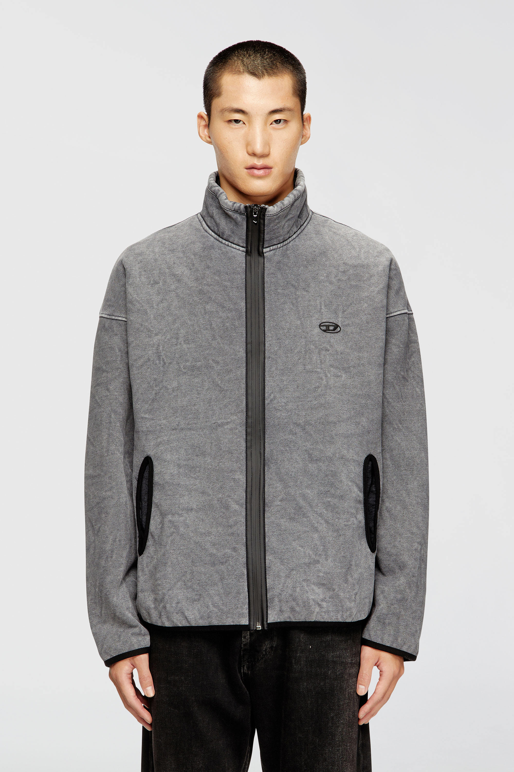 Diesel - S-BATY-NEW, Man's Zip-up sweatshirt with inner lining in Grey - 1