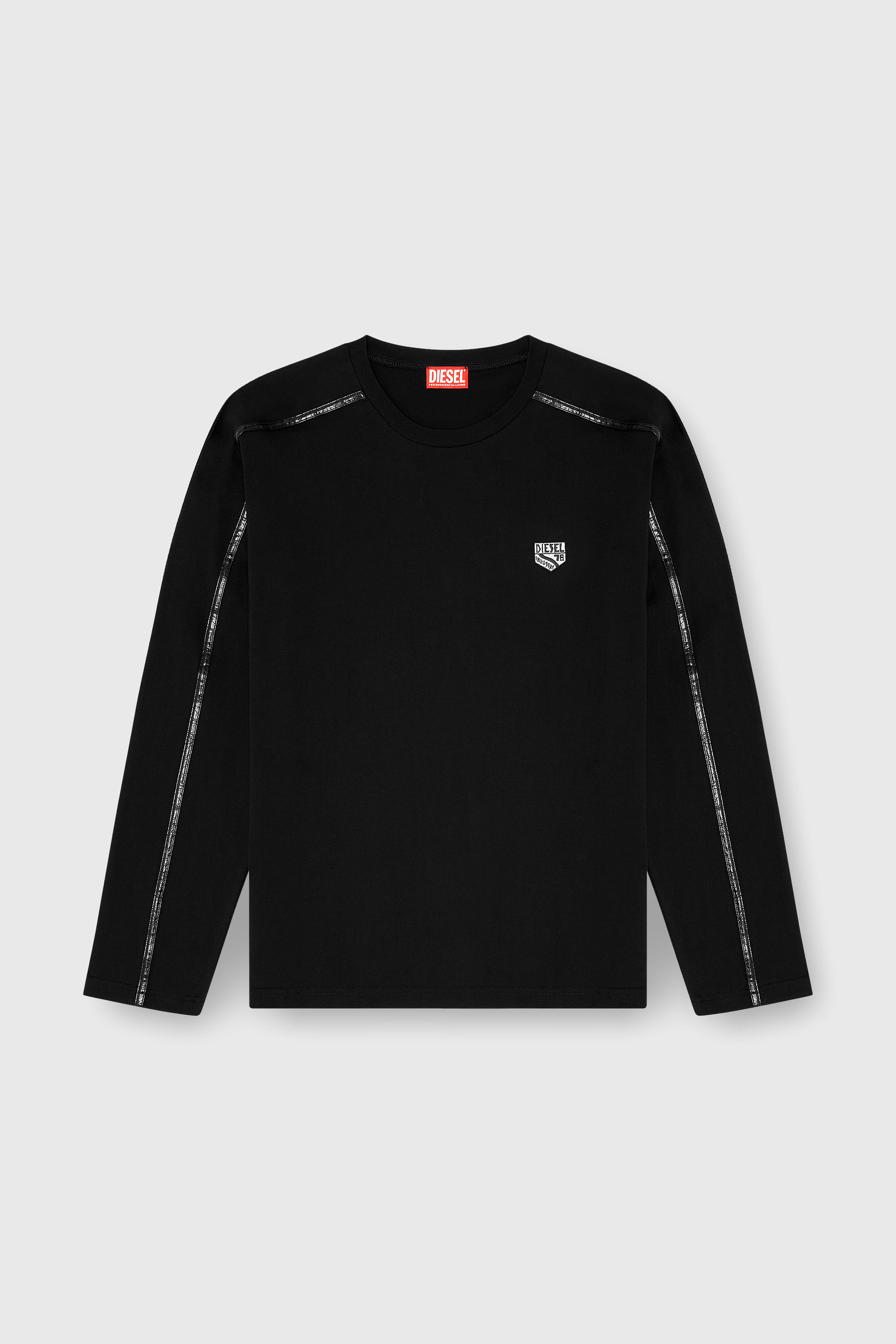 Diesel - T-NORM-LS-FL, Man's Long-sleeve T-shirt with tonal trims in Black - 2