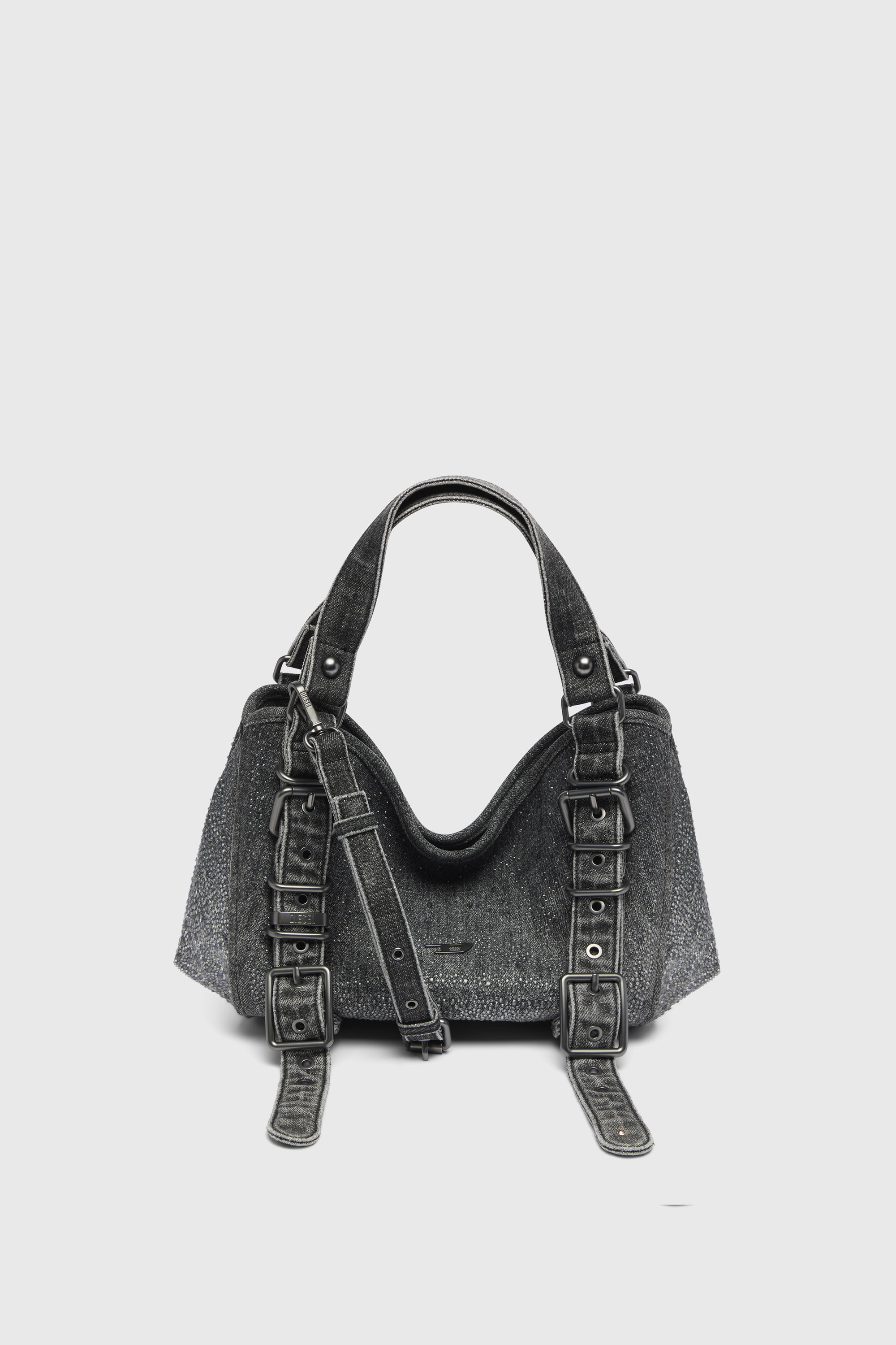 Diesel - D-ONE TOPHANDLE S, Woman's D-One-Small top-handle bag in crystal solarised denim in Black - 2