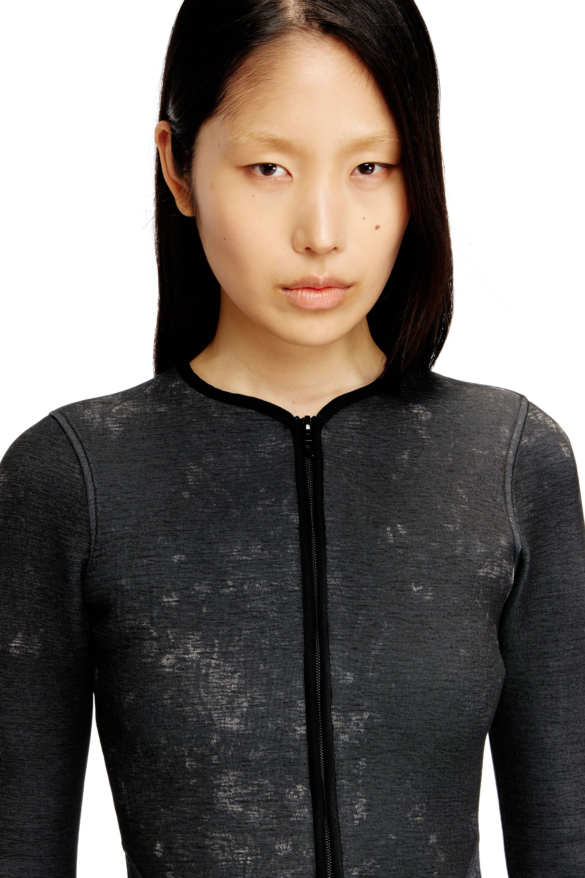 Diesel - D-EOPRE, Woman's Short dress in marbled scuba in Dark grey - 4