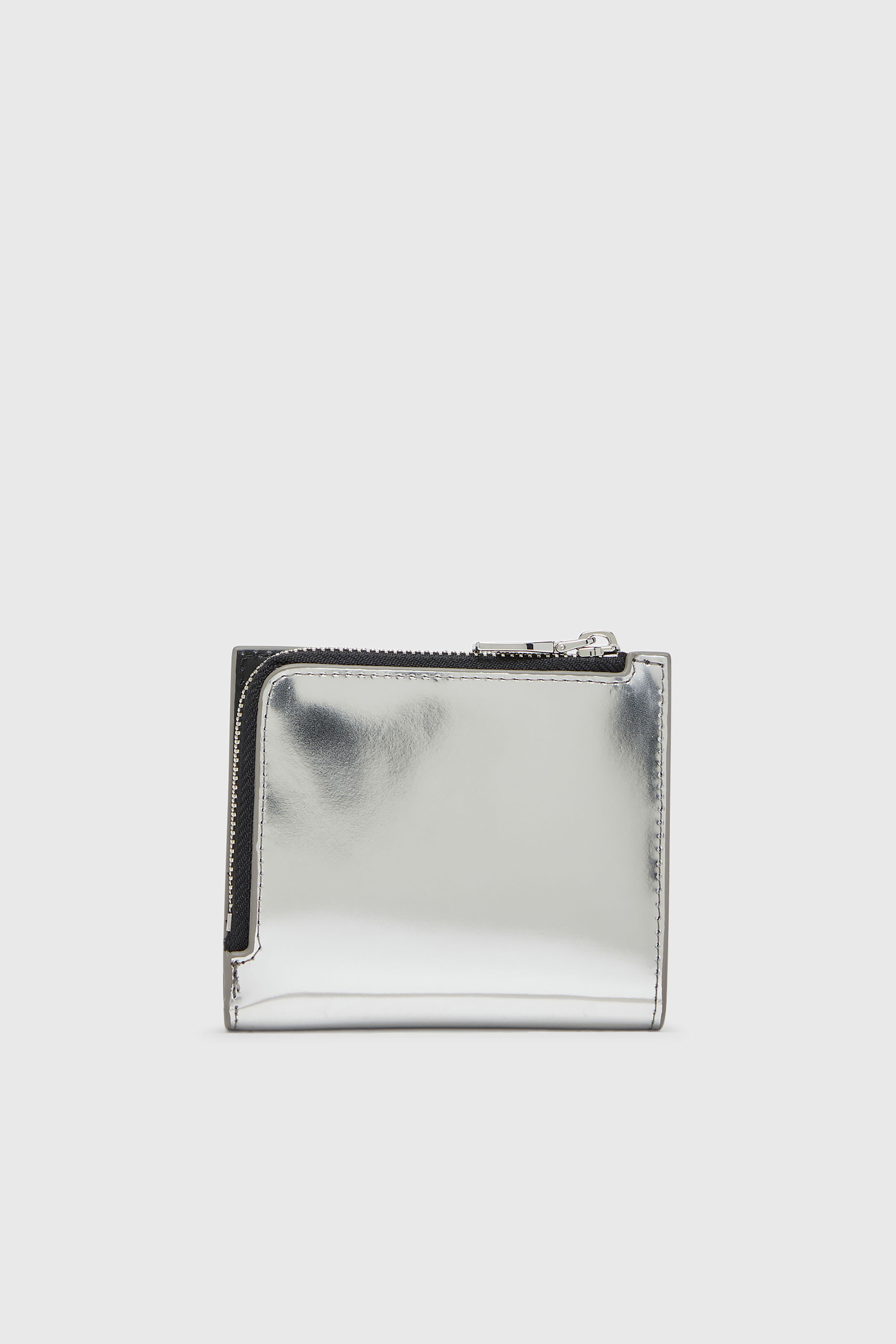 Diesel - 1DR BI FOLD ZIP L, Woman's Bi-fold card holder in mirrored leather in Silver - 2