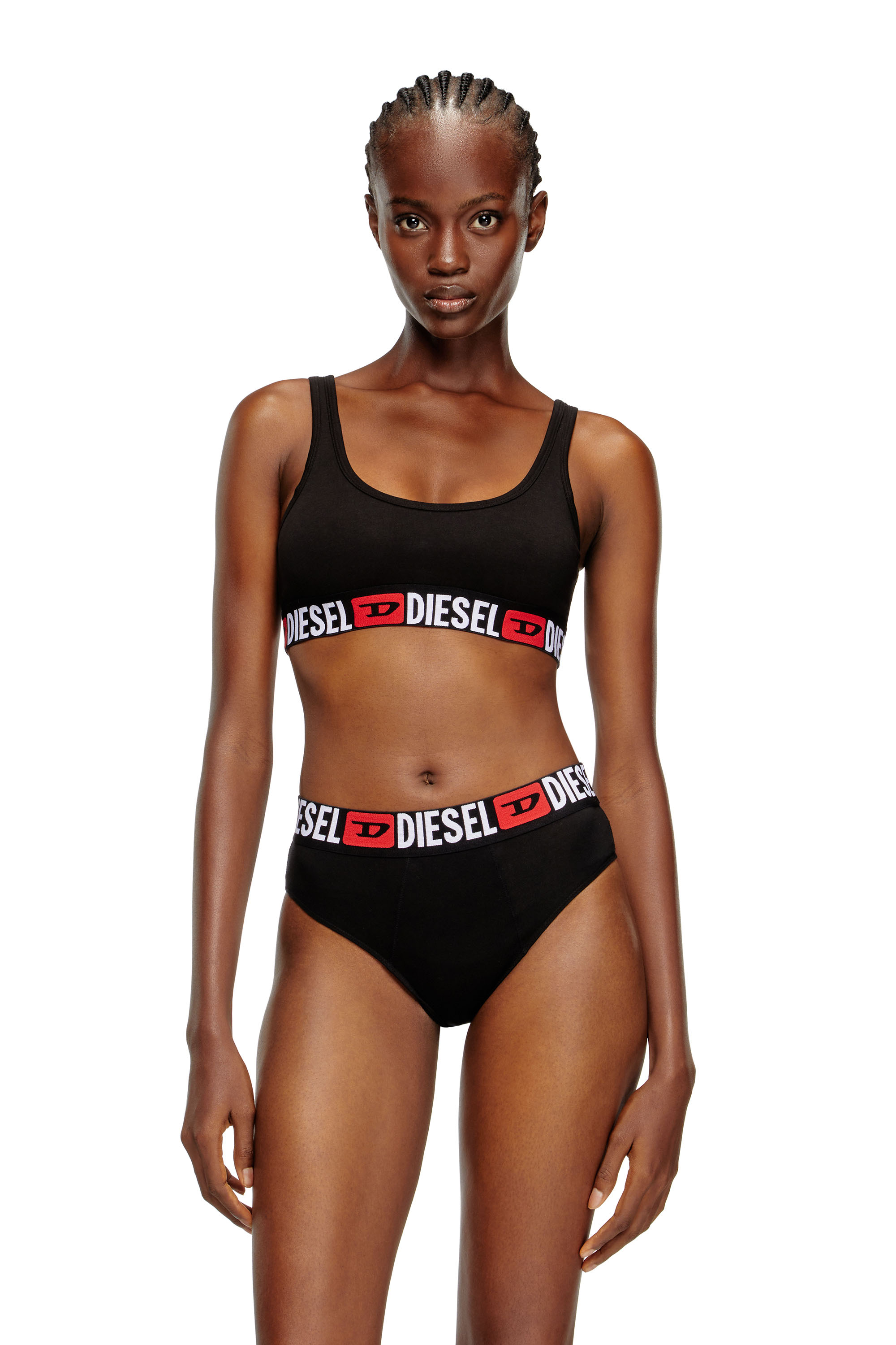 Diesel - UFSB-ORIBA, Woman's Bralette with logo band in Black - 1