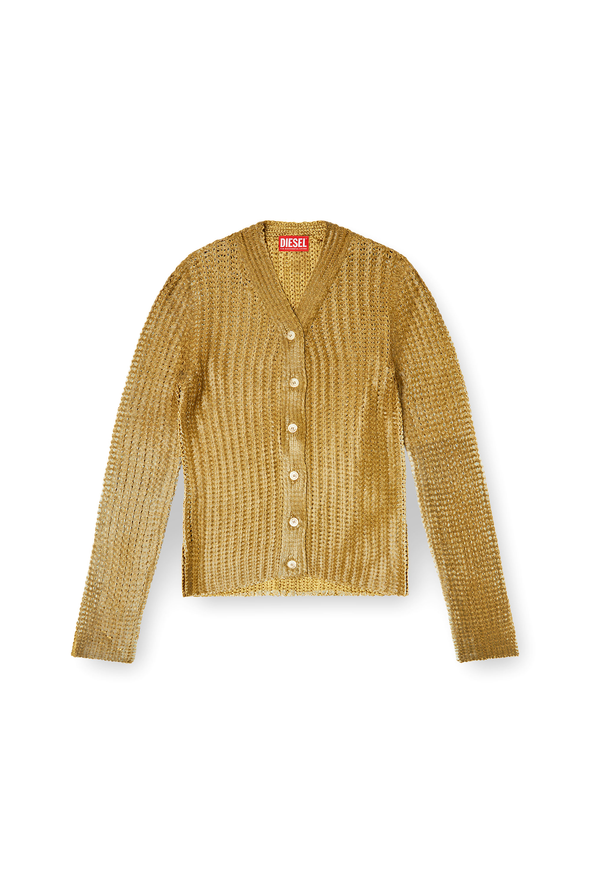 Diesel - M-MILLO, Woman's Ribbed cardigan with shiny effect in null - 3