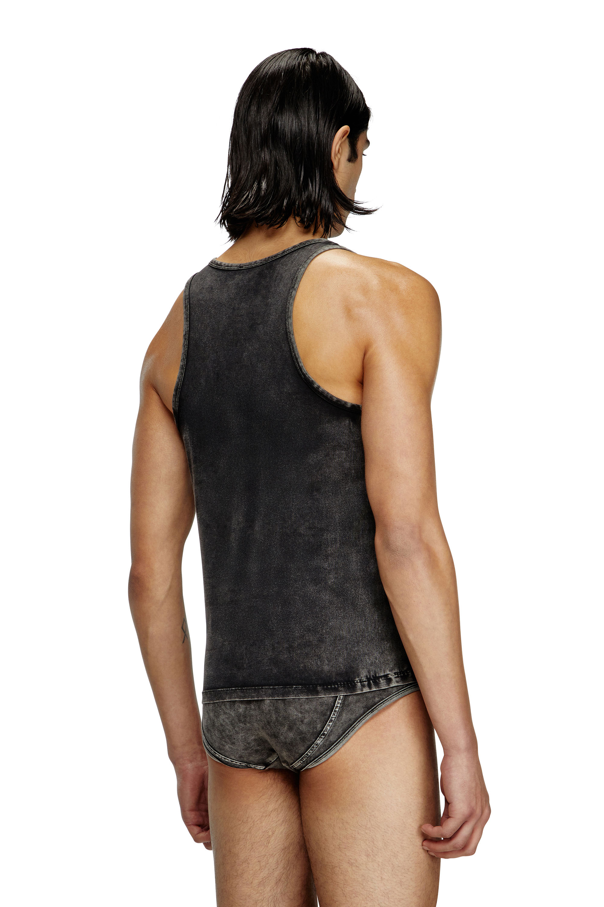 Diesel - WALTY-DNM, Man's Denim-effect tank top in Black - 4