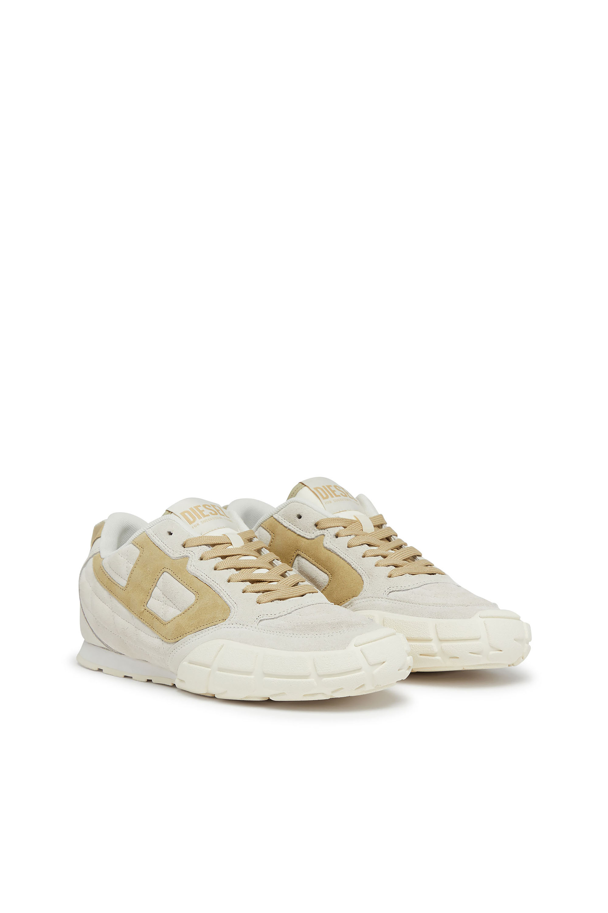 Diesel - S-PAGODHA LOW W, Woman's S-Pagodha-Quilted suede sneakers in White/Brown - 4