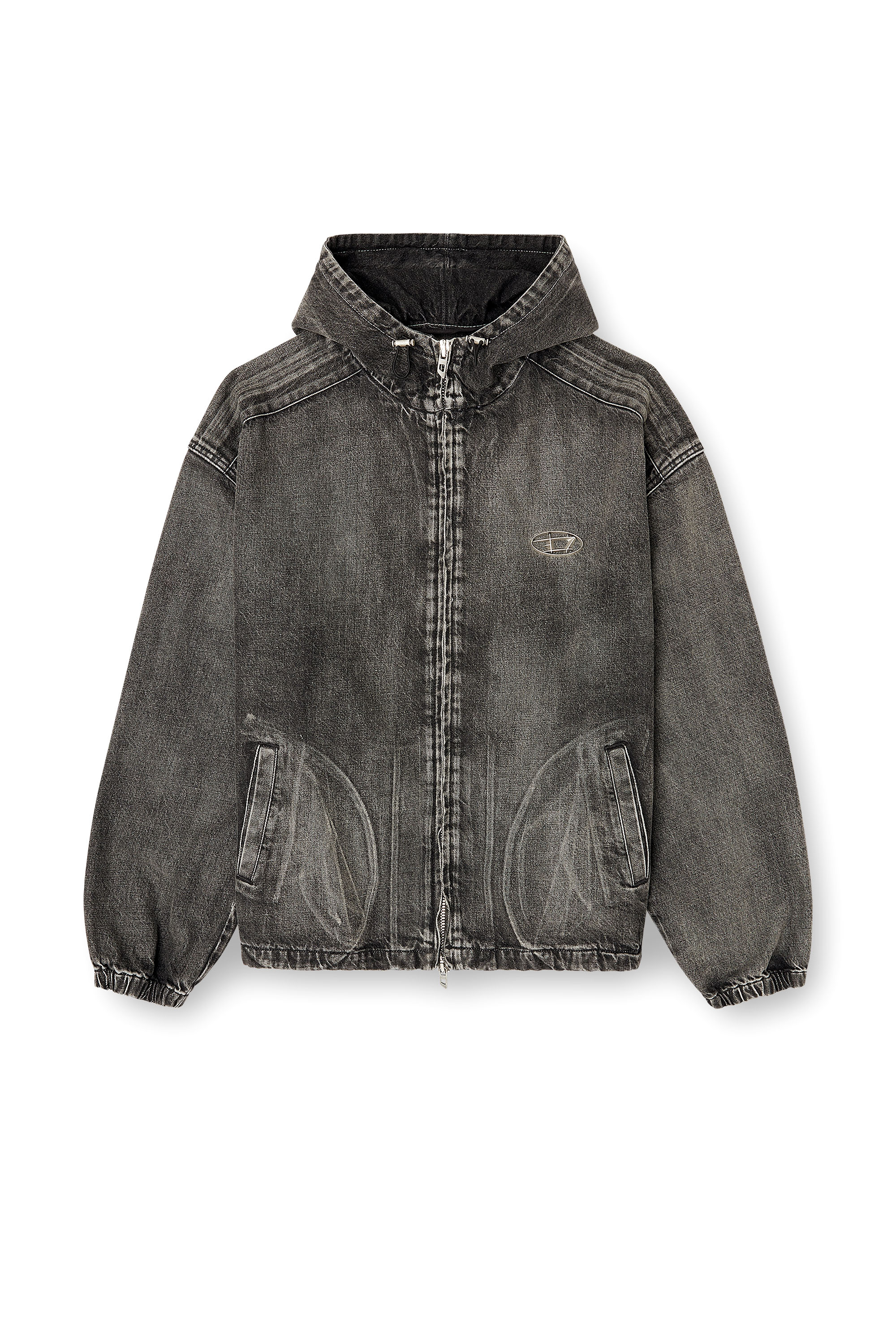 Diesel - THUGJACK, Unisex's Hooded jacket in faded denim in Black - 2