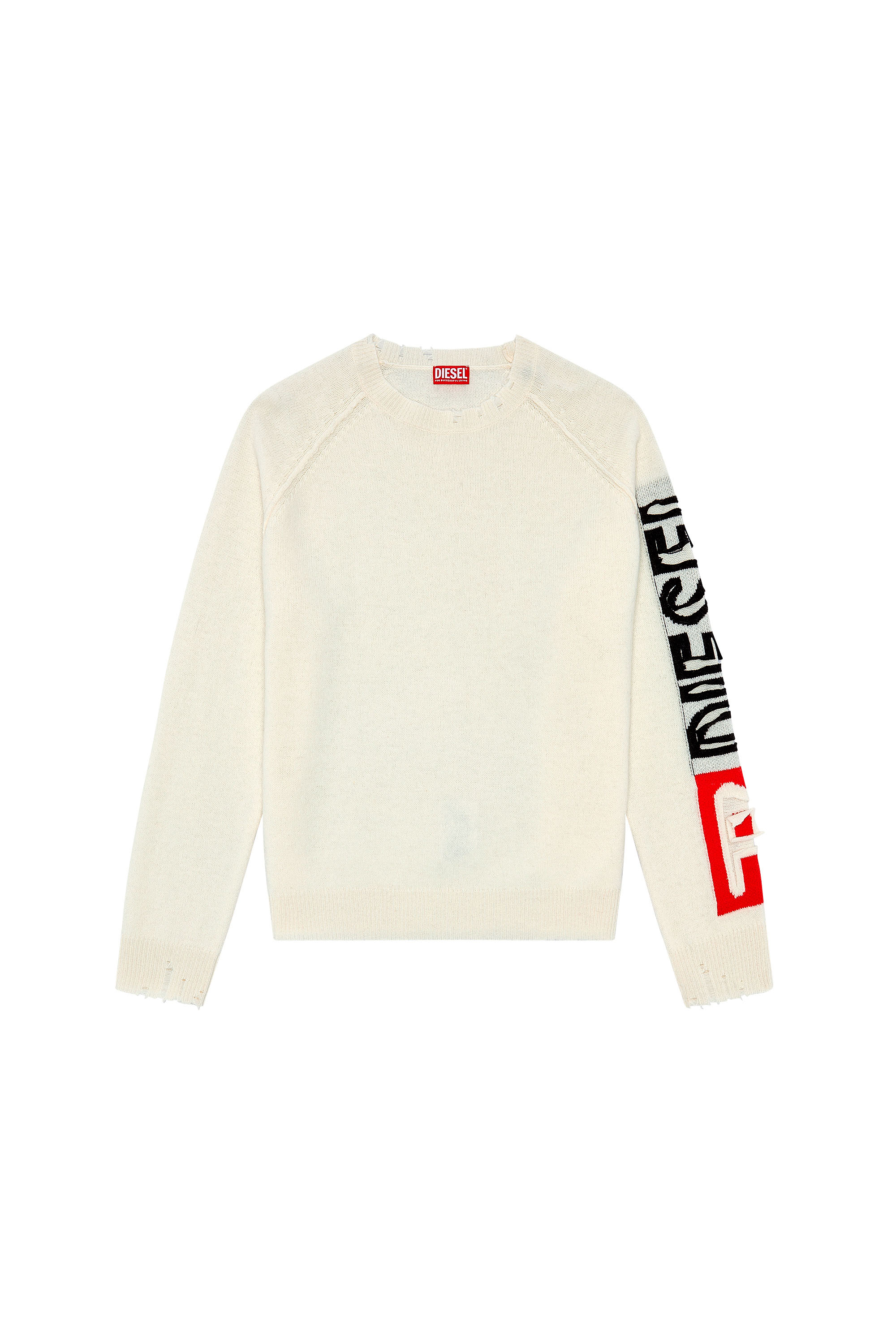Diesel - K-SARIA, Man Wool sweater with cut-up logo in White - Image 3