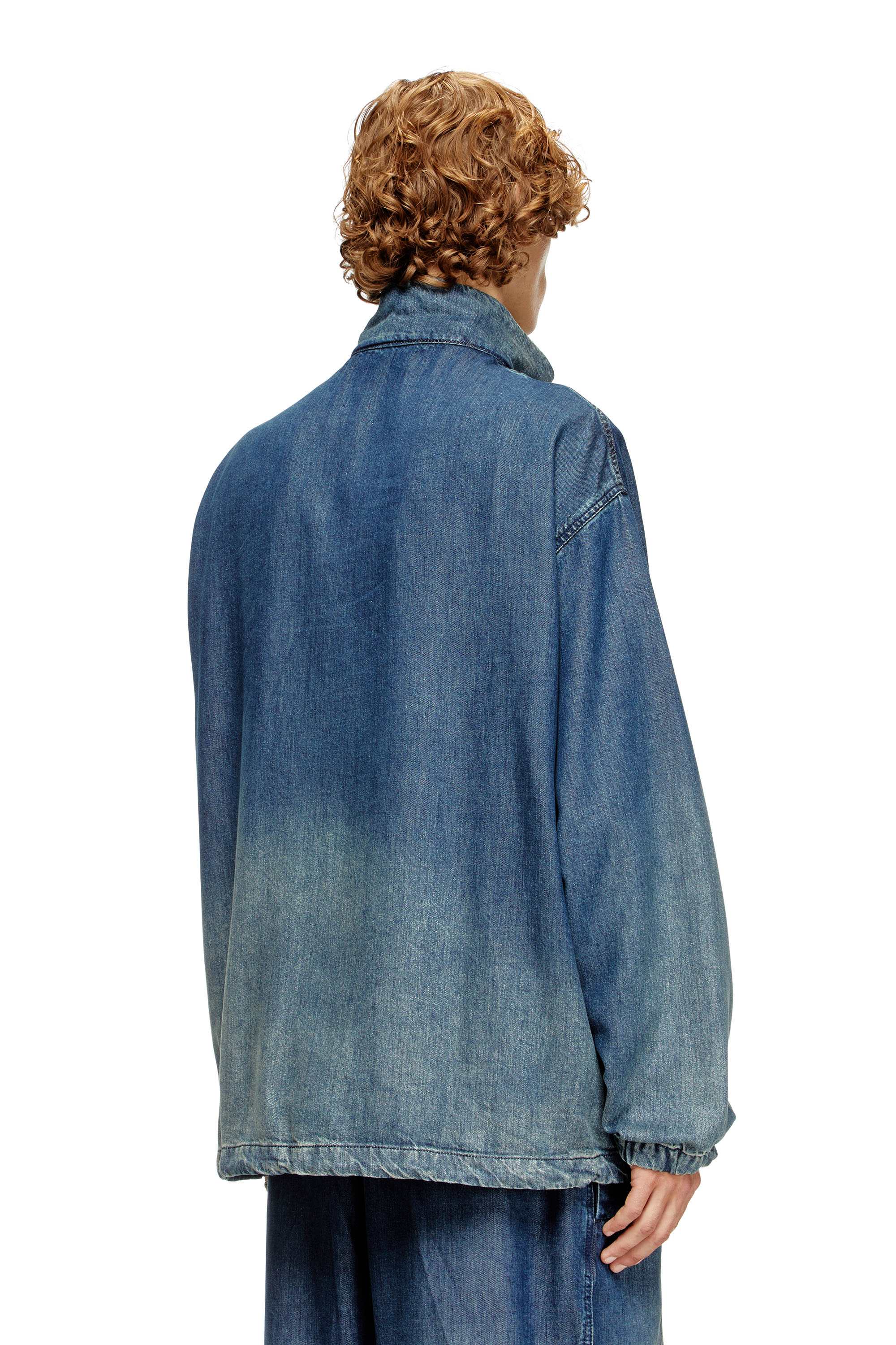 Diesel - D-KRAP-S6, Man's Zipped jacket in fluid denim in Dark Blue - 4