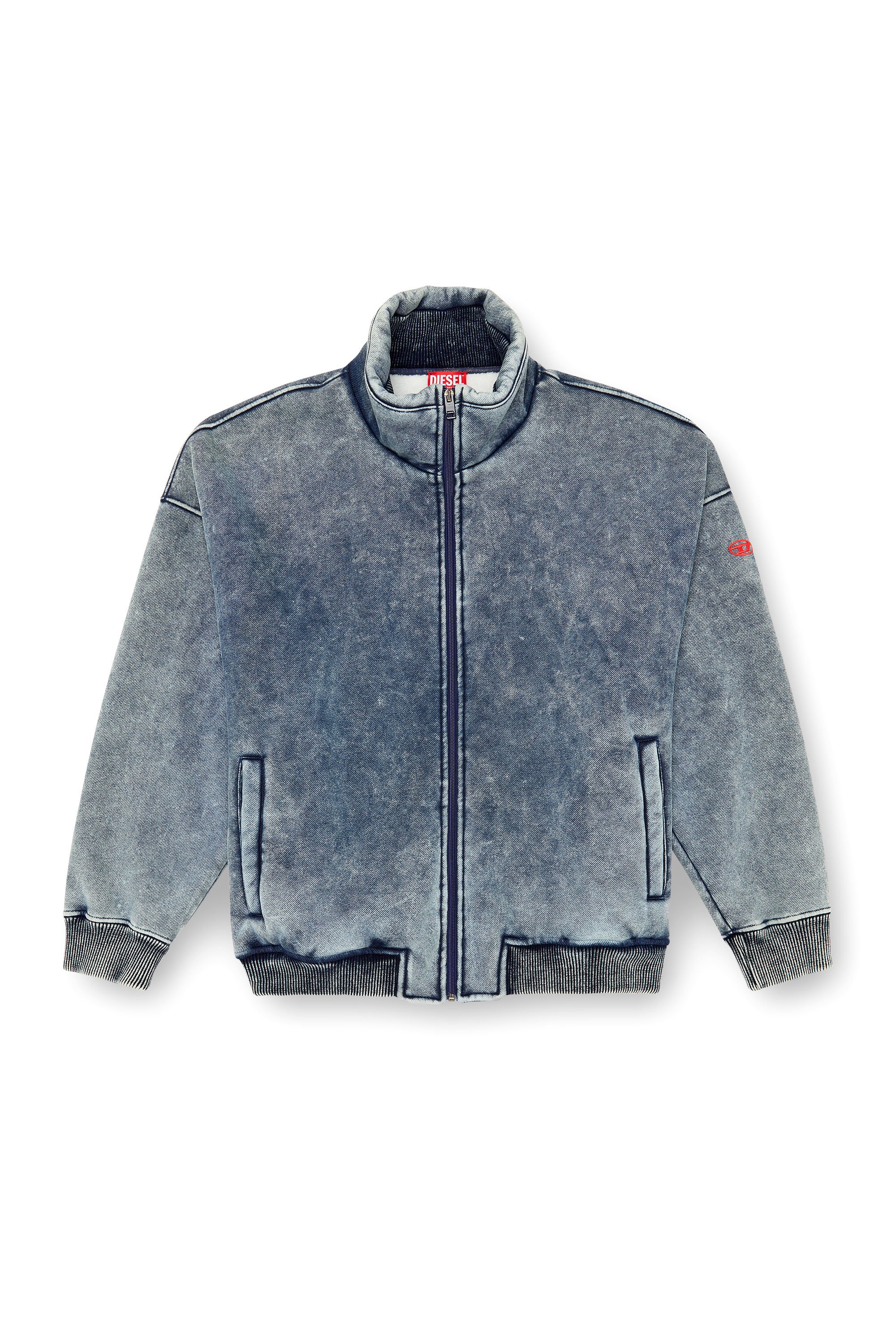 Diesel - S-BATEL, Man's Jacket in teddy-bonded jersey in Medium blue - 3