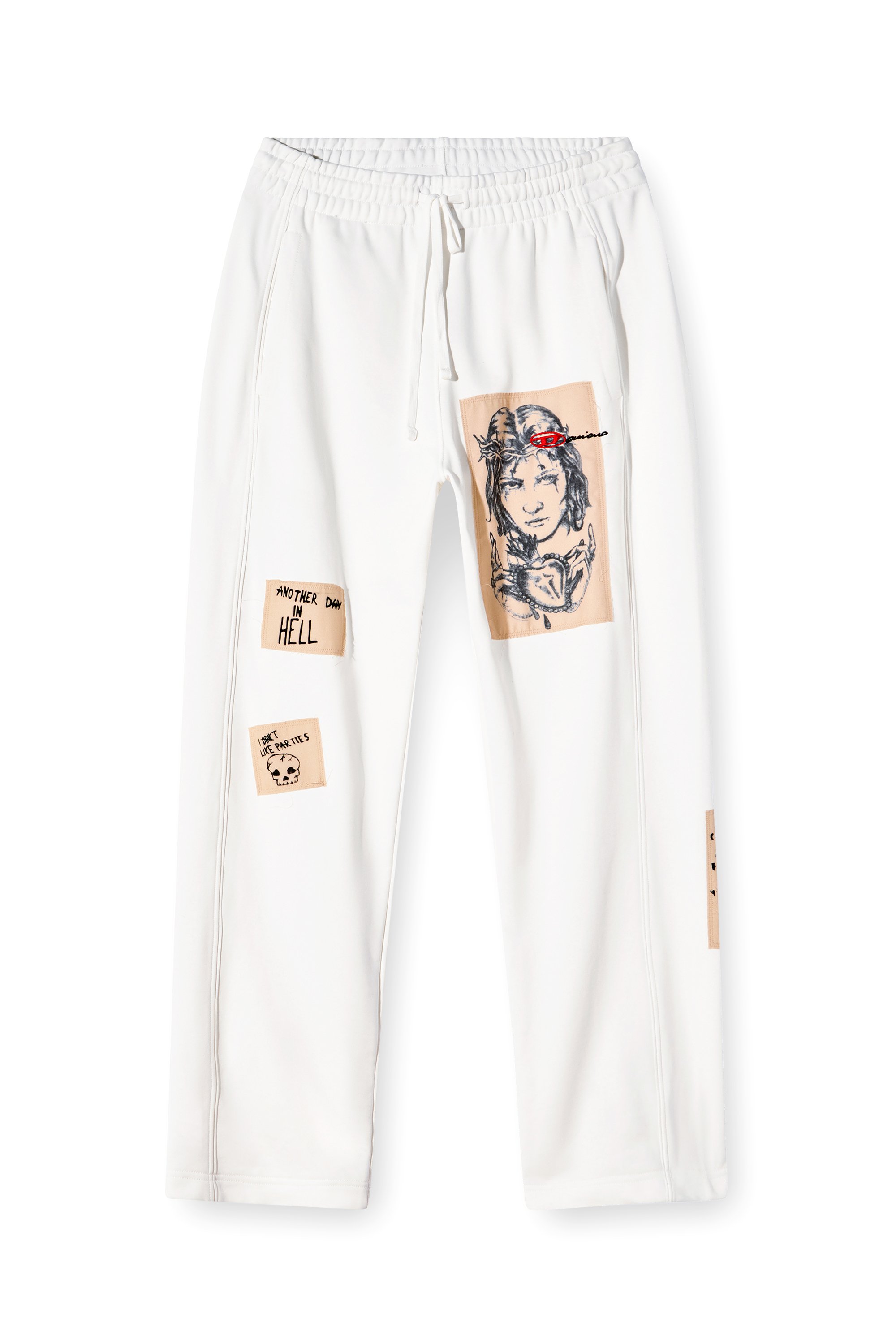 Diesel - P-MARTYANS-DD, Unisex's Track pants with tattoo patches in White - 7