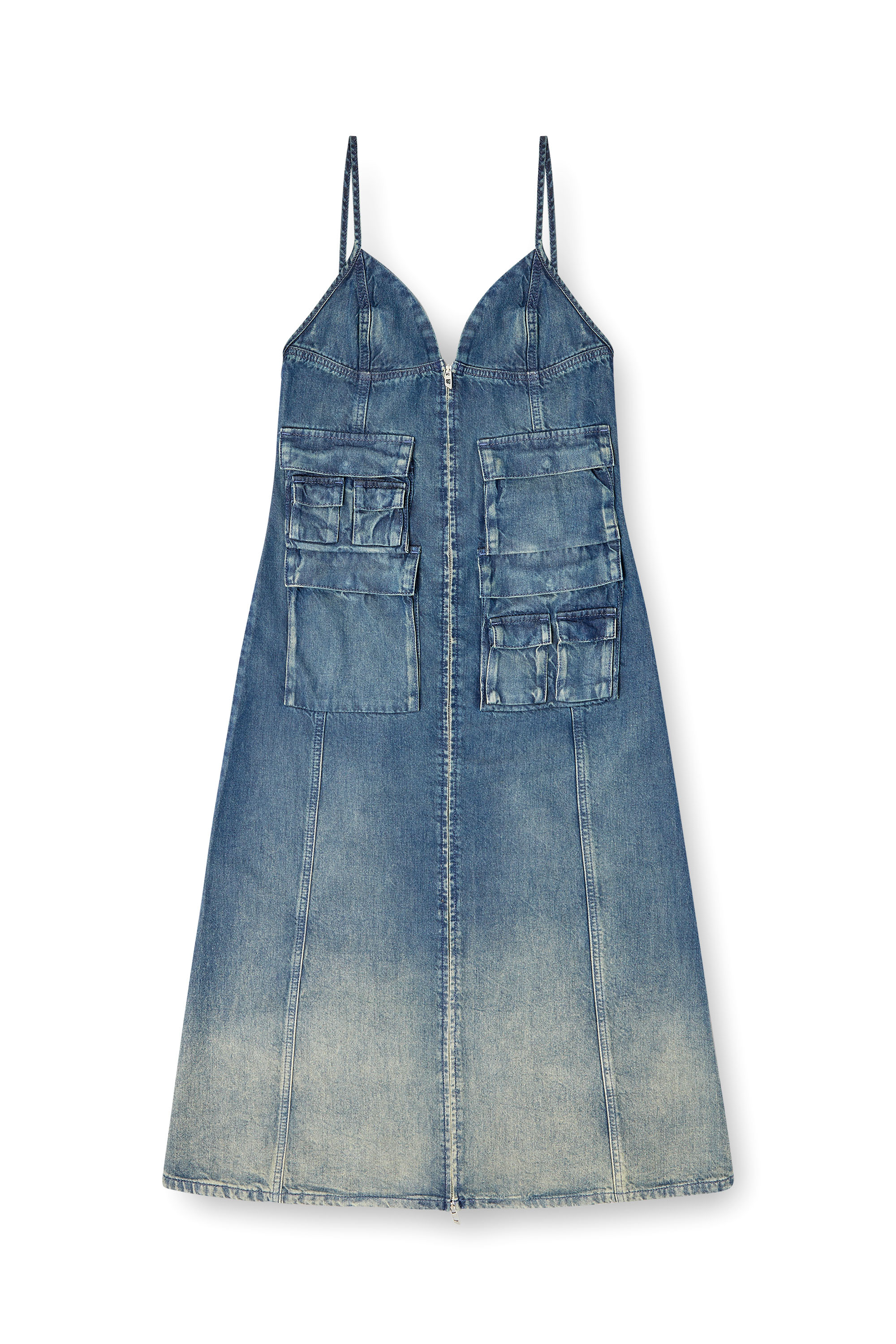 Diesel - DE-MELVI-S, Woman's Dress in fluid laser-worn denim in Medium blue - 2