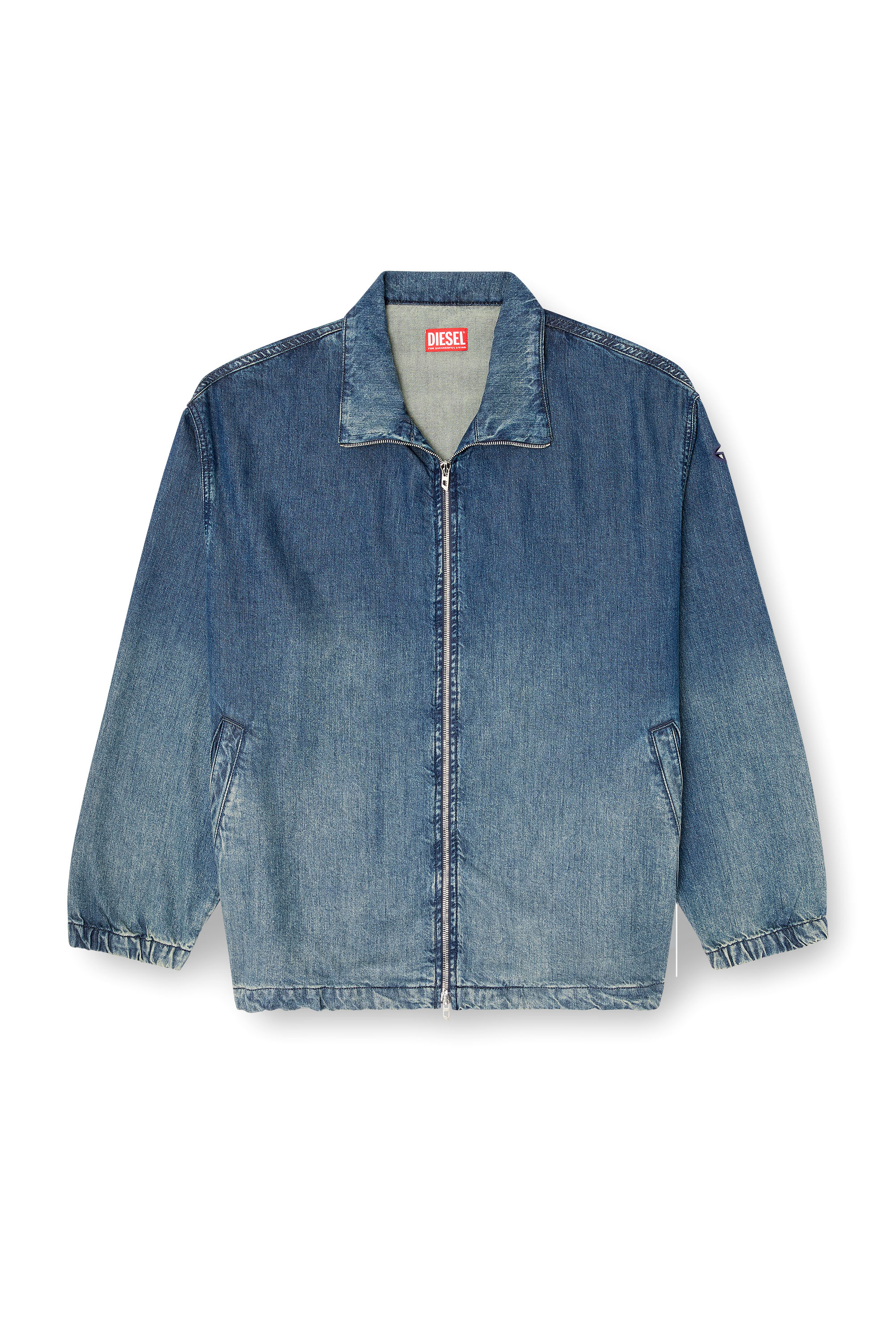 Diesel - D-KRAP-S6, Man's Zipped jacket in fluid denim in Dark Blue - 3