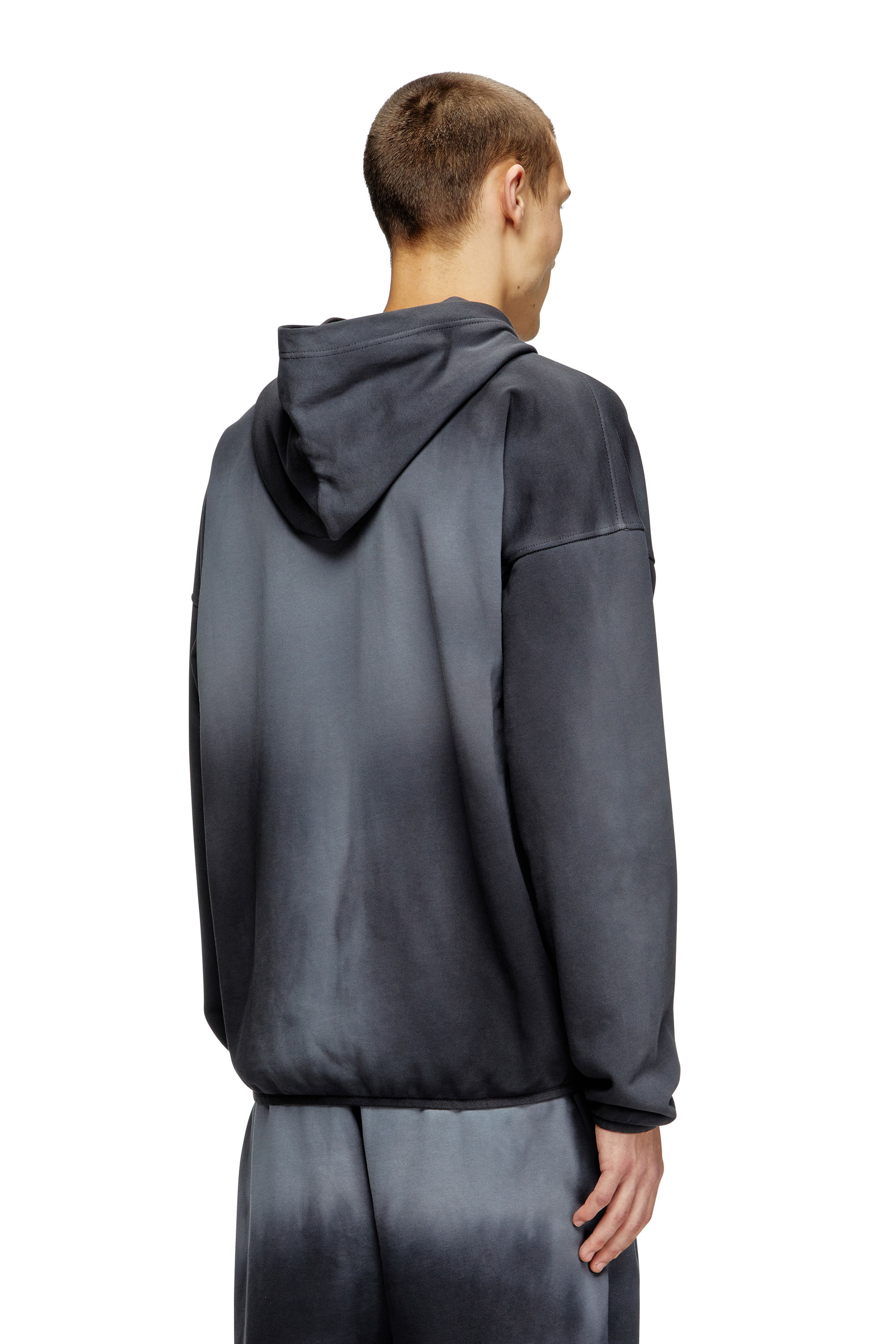Diesel - S-EE-T1, Man's Faded hoodie with micro logo in Black - 4