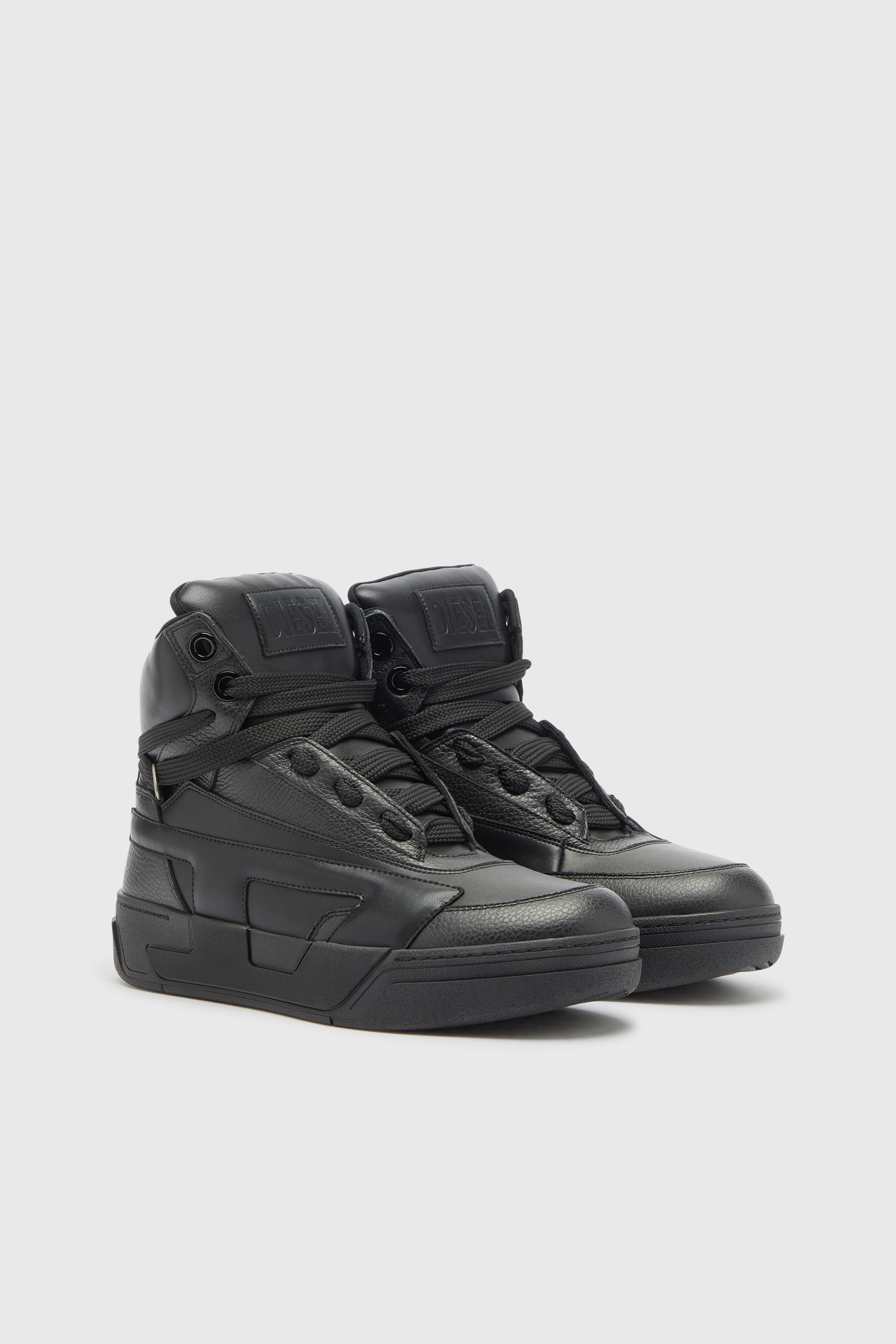 Diesel - S-D-OLLIE MID, Man's S-D-Ollie - High-top leather sneakers with D logo in Black - 2