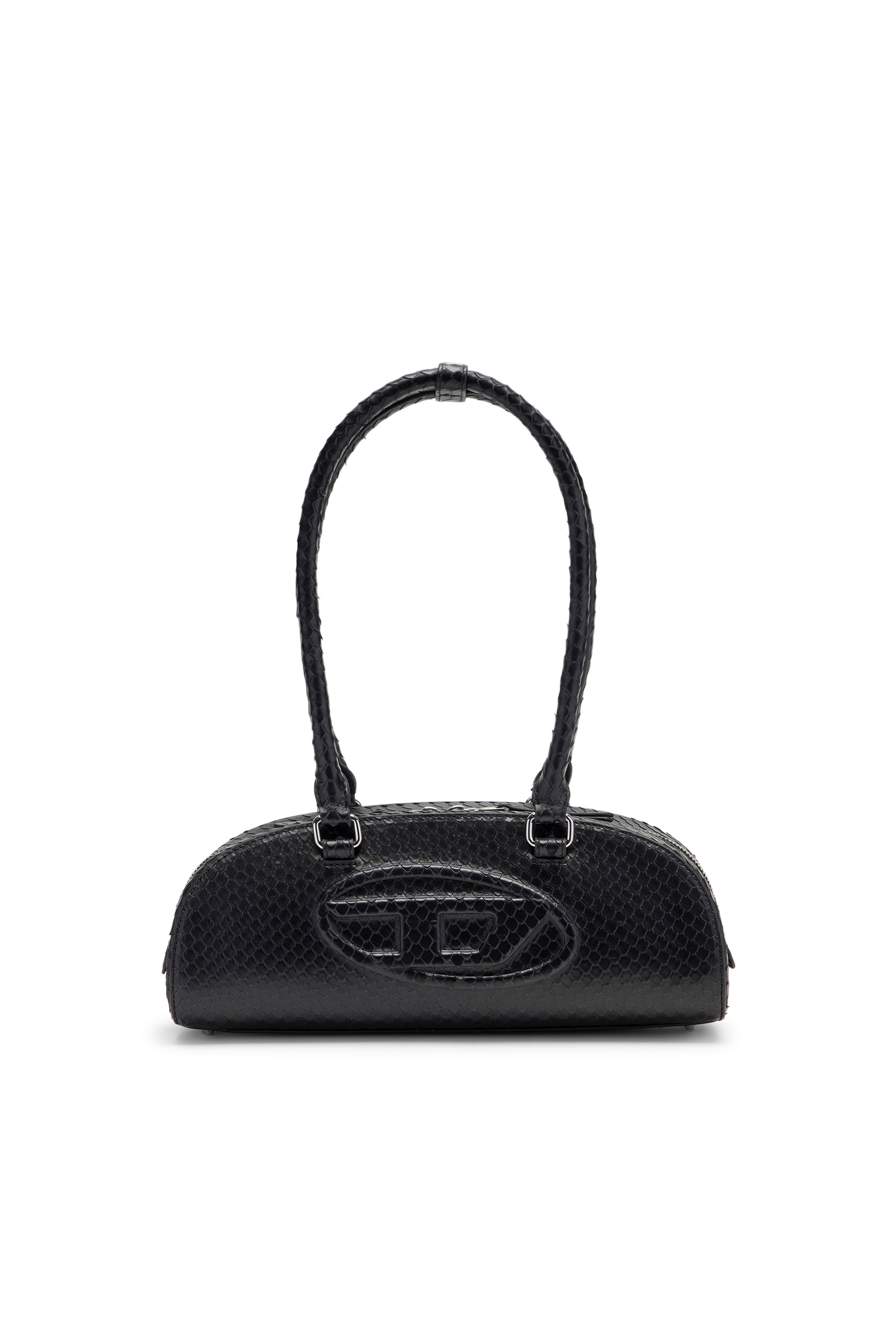 Diesel - 1DR DOME SHOULDER EW, Woman's 1DR Dome-Elongated bowling bag in textured leather in Black - 2