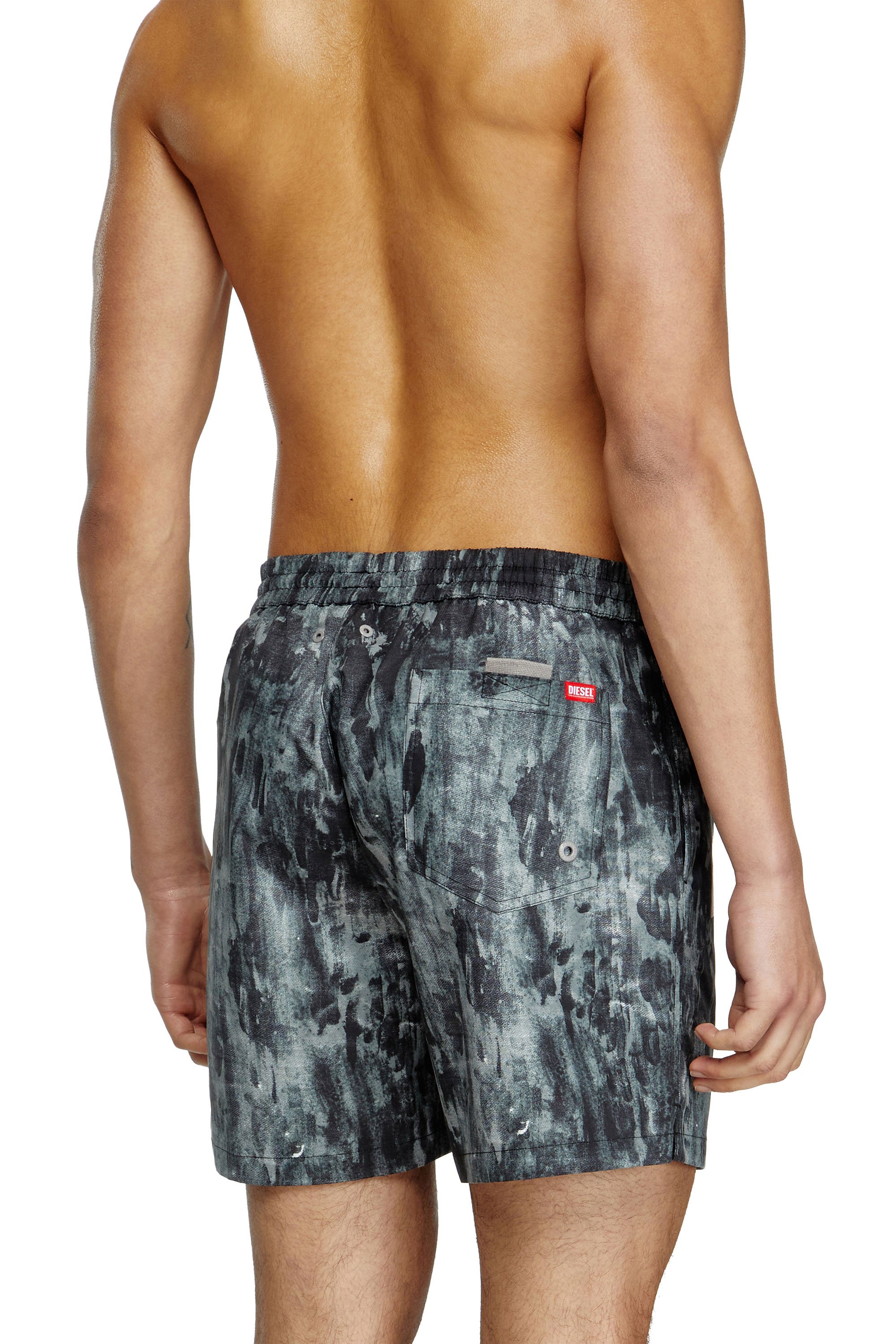 Diesel - RIO-41-D-POP, Man's Mid-length swim shorts with graphic print in Black - 3