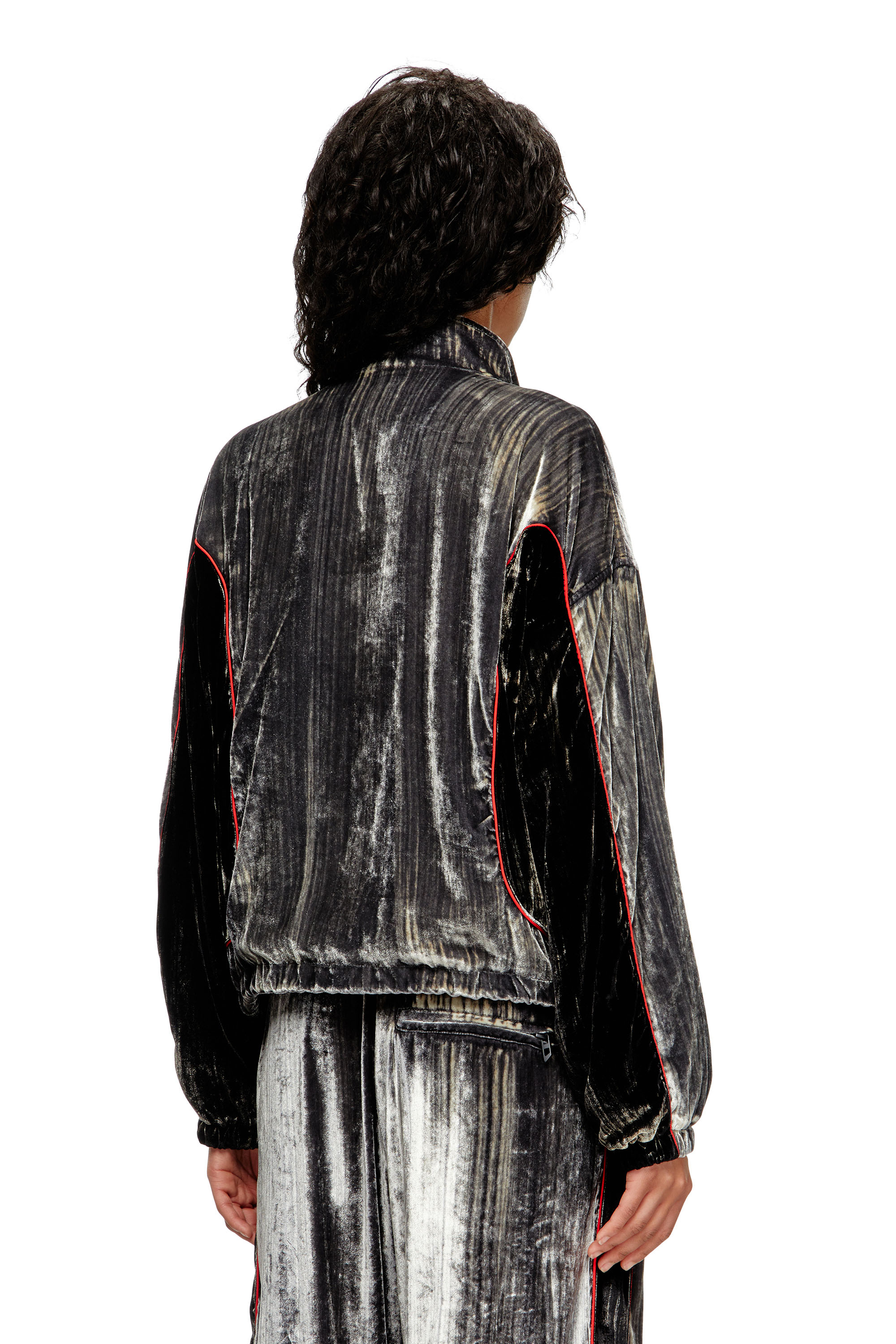 G-RIFFIN, Dark grey Diesel - G-RIFFIN, Woman's Track jacket in treated velvet in Dark grey - 4