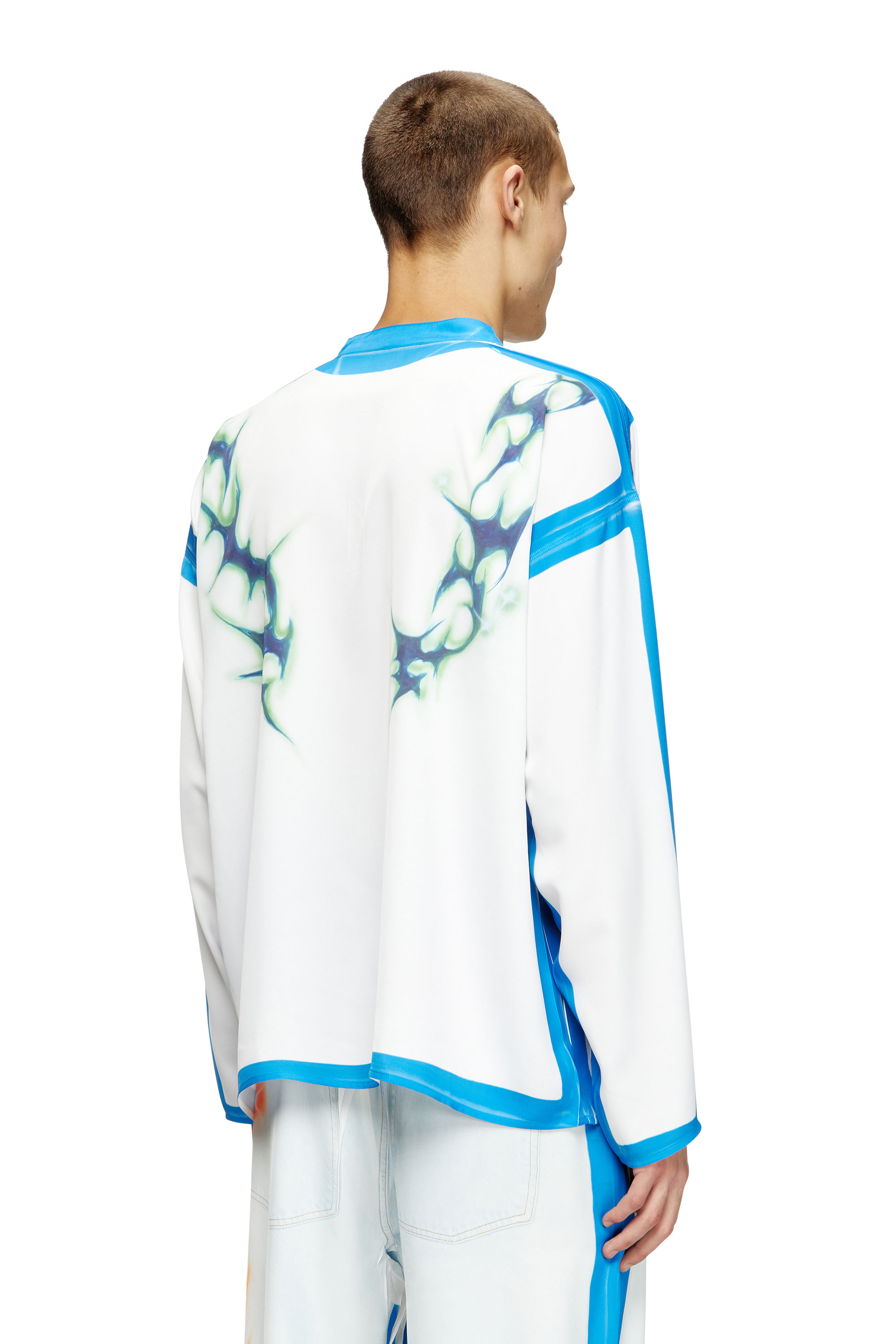 Diesel - T-OLAVI-A-SER-GRAFFITI-JAP, Unisex's Long-sleeve T-shirt with graffiti print in Blue/White - 4