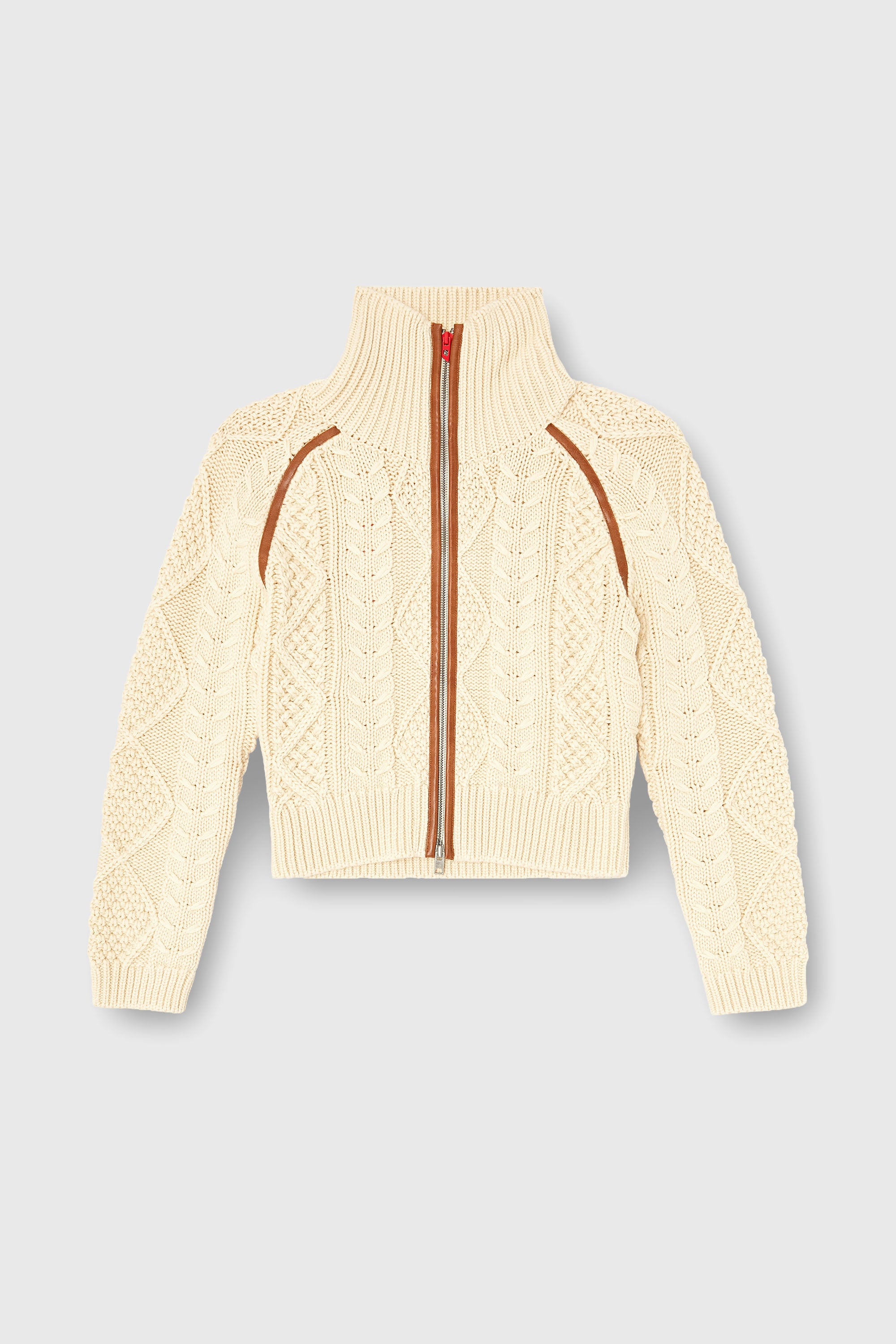 Diesel - M-INTELLE, Woman's Cable-knit cardigan with contrast bands in Beige - 2