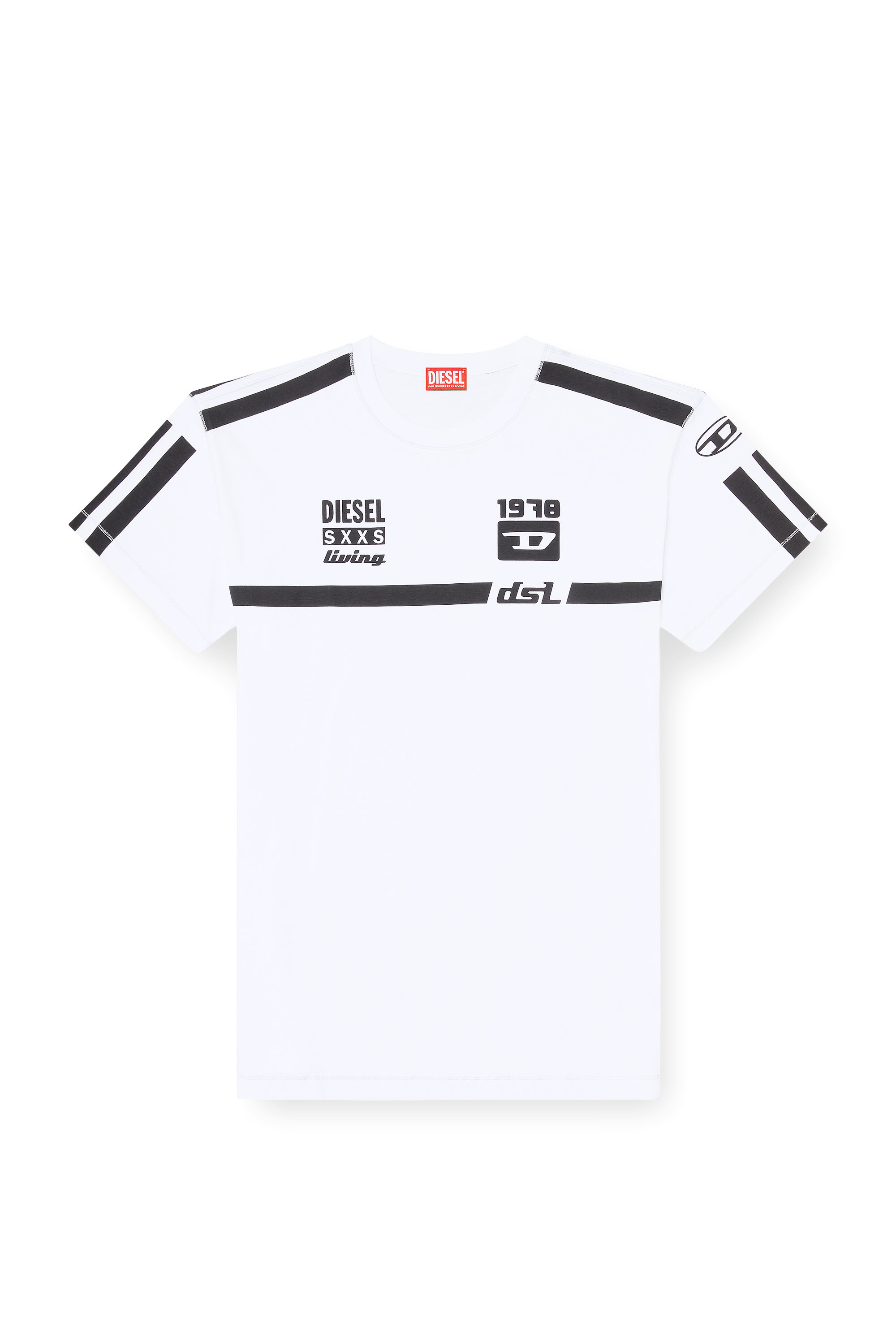 Diesel - T-NORM-V12, Man's Cotton T-shirt with contrast graphic prints in White - 3