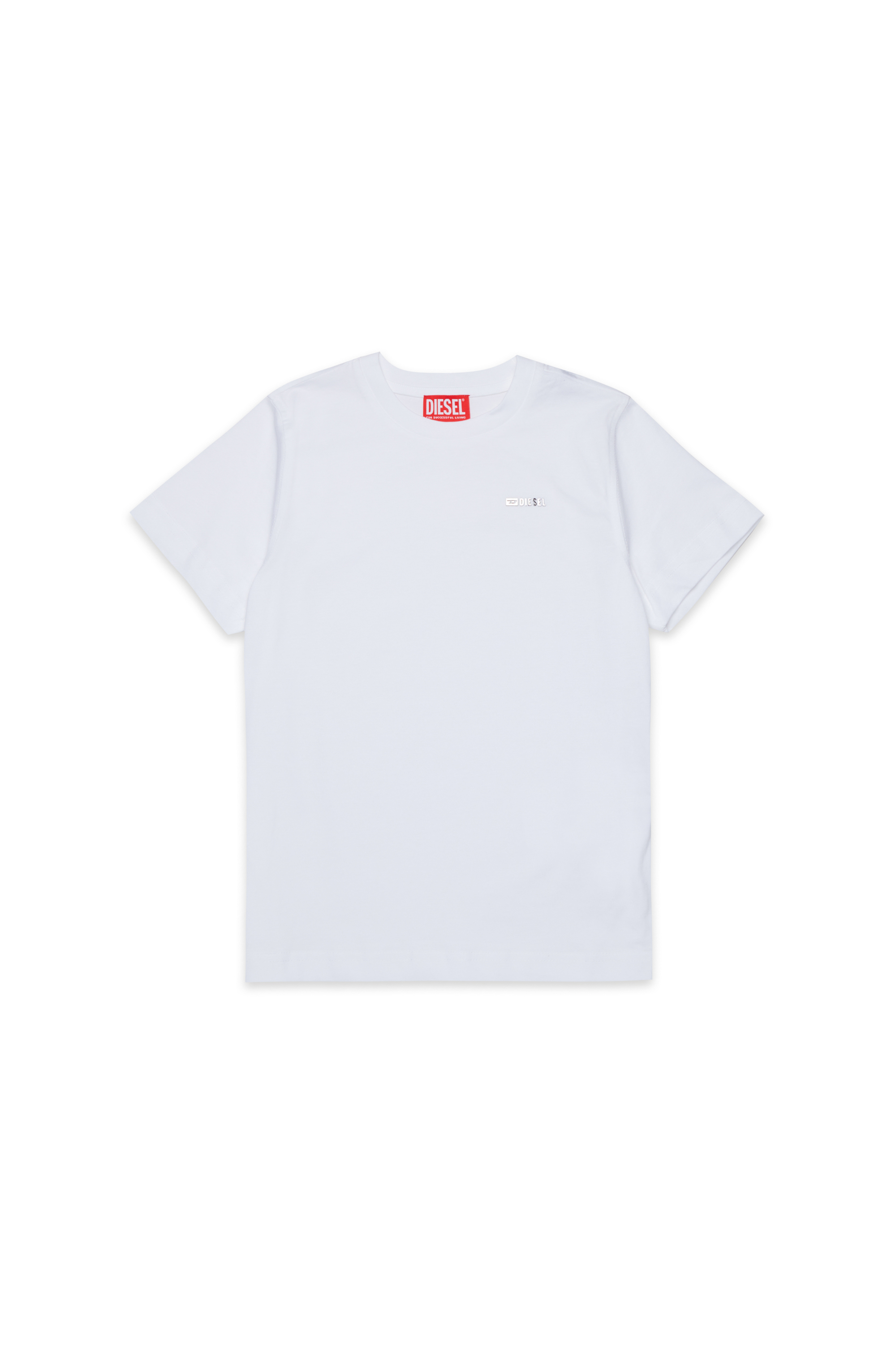 Diesel - TADJUSTMET, Man's Cotton T-shirt with metal appliqu&eacute; in White - 1