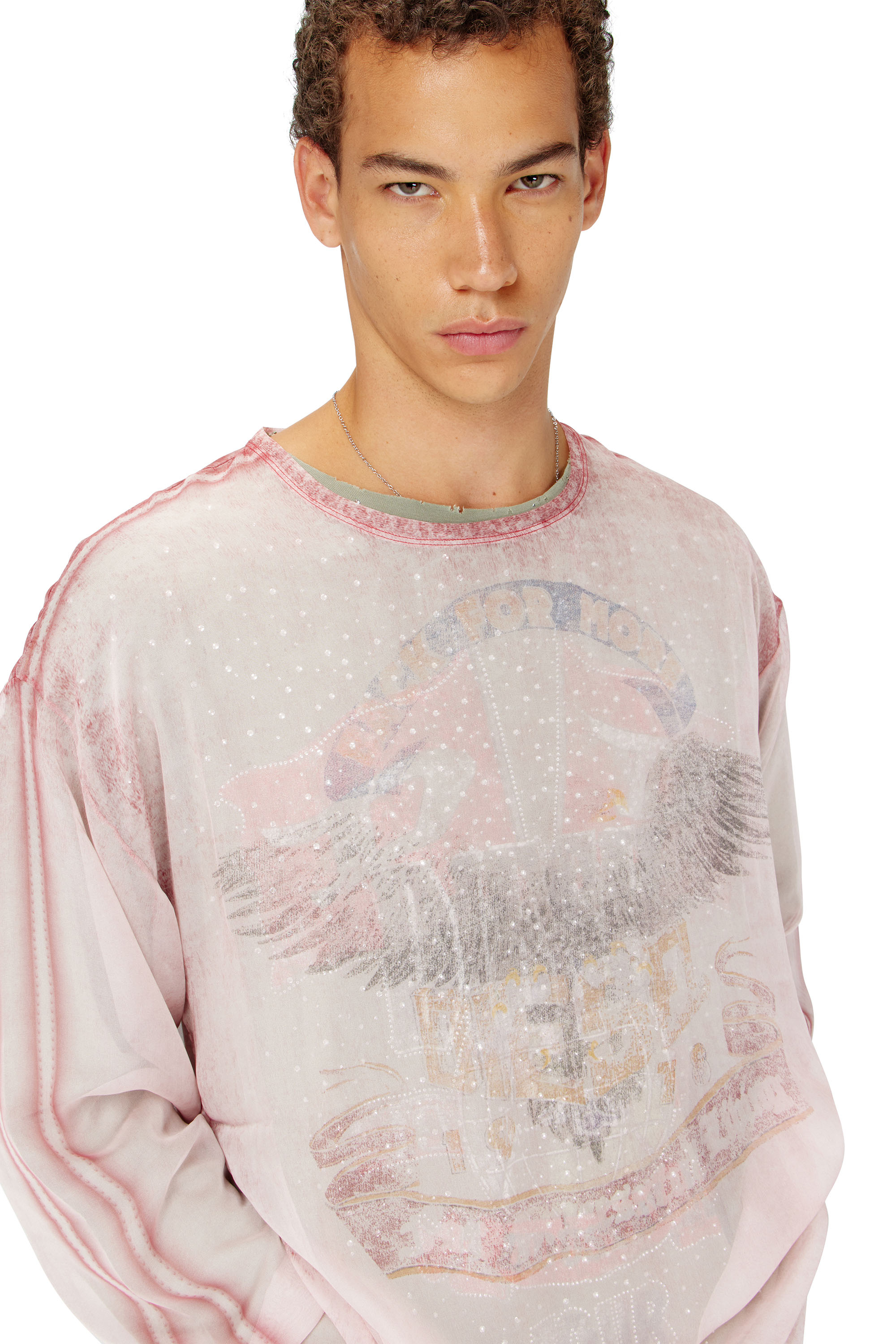 Diesel - T-DOUBLEX-LS, Man's Sheer chiffon top with concert graphics in null - 5