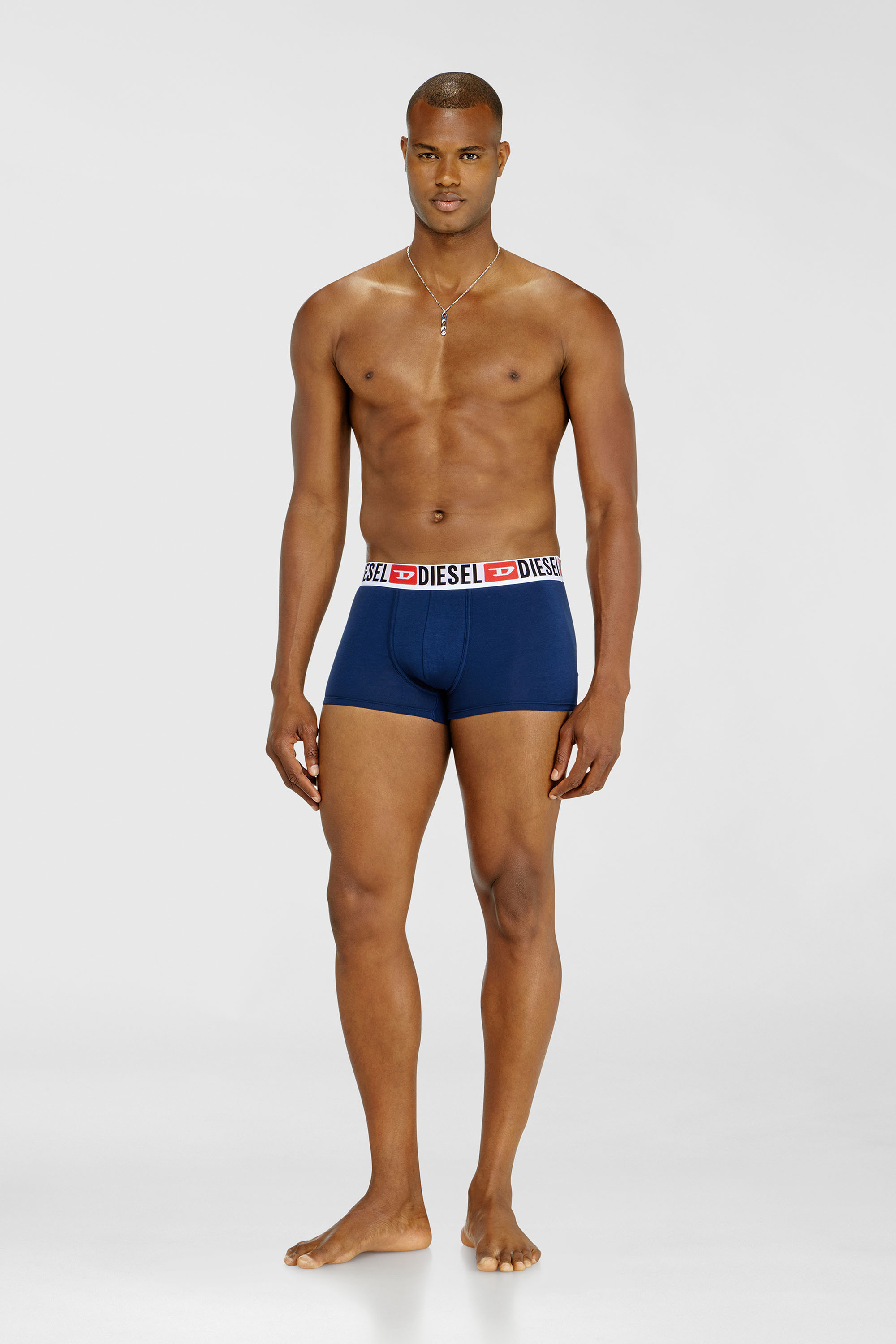 Diesel - UMBX-DAMIENTHREEPACK, Man's Three-pack of all-over logo waist boxers in Blue/Black - 1