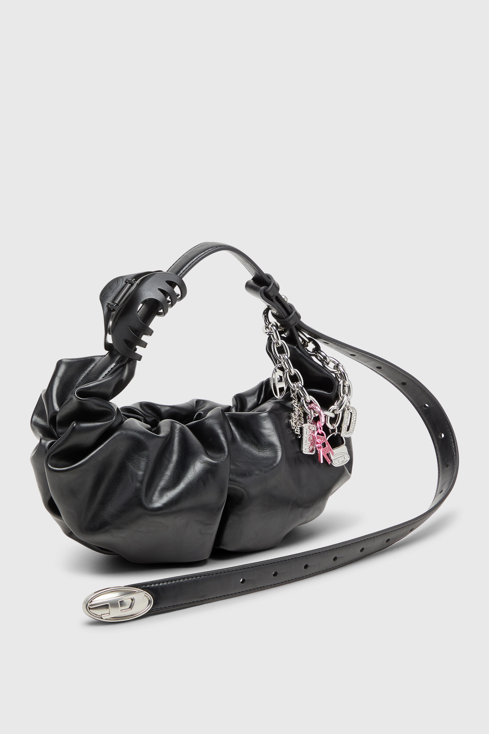 Diesel - GRAB-D HOBO S, Woman's Grab-D-Small scruched hobo bag in Black - 2