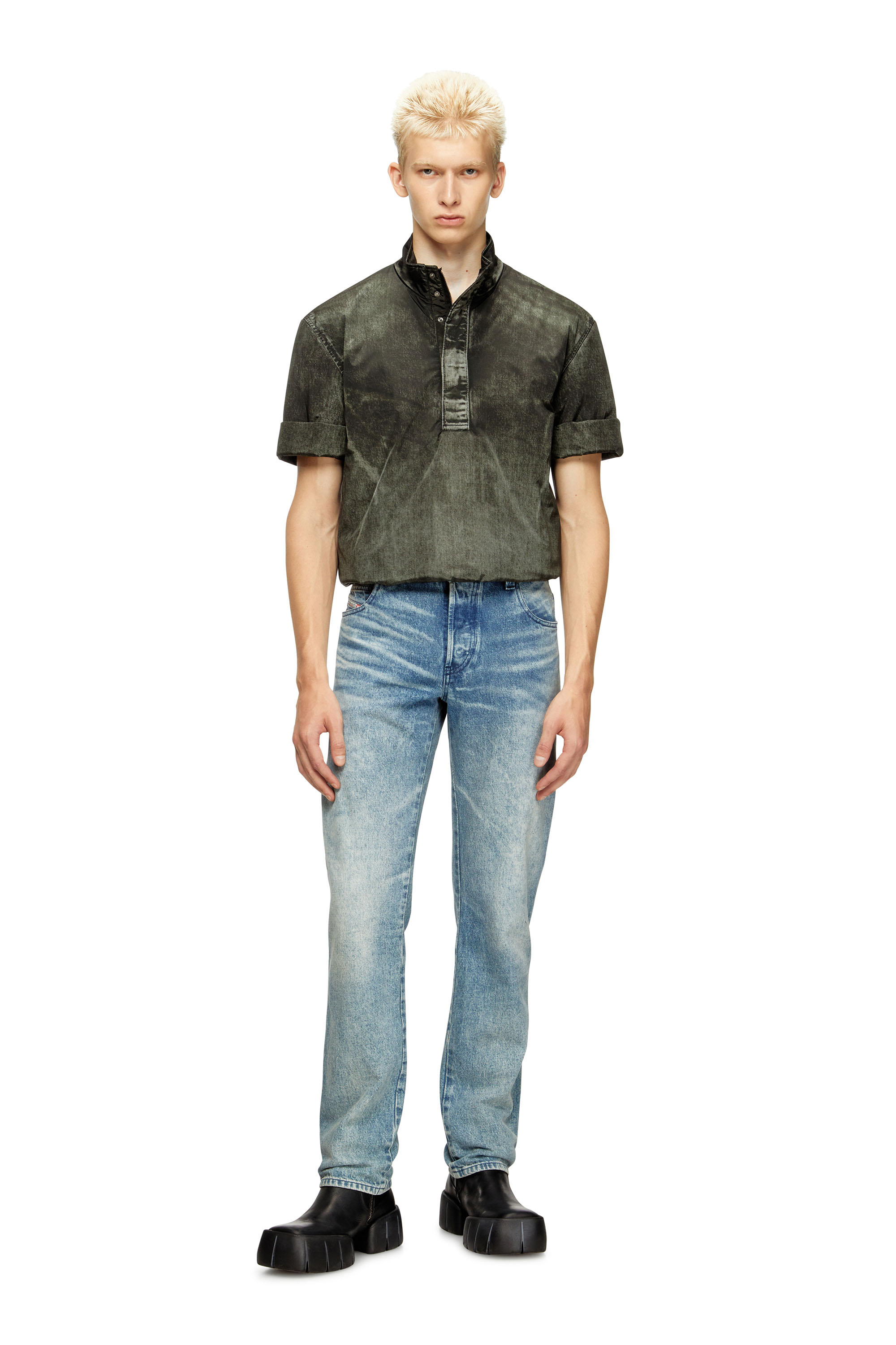 Diesel - J-VALOIS, Man's Short-sleeve jacket in denim-effect nylon in Black - 1