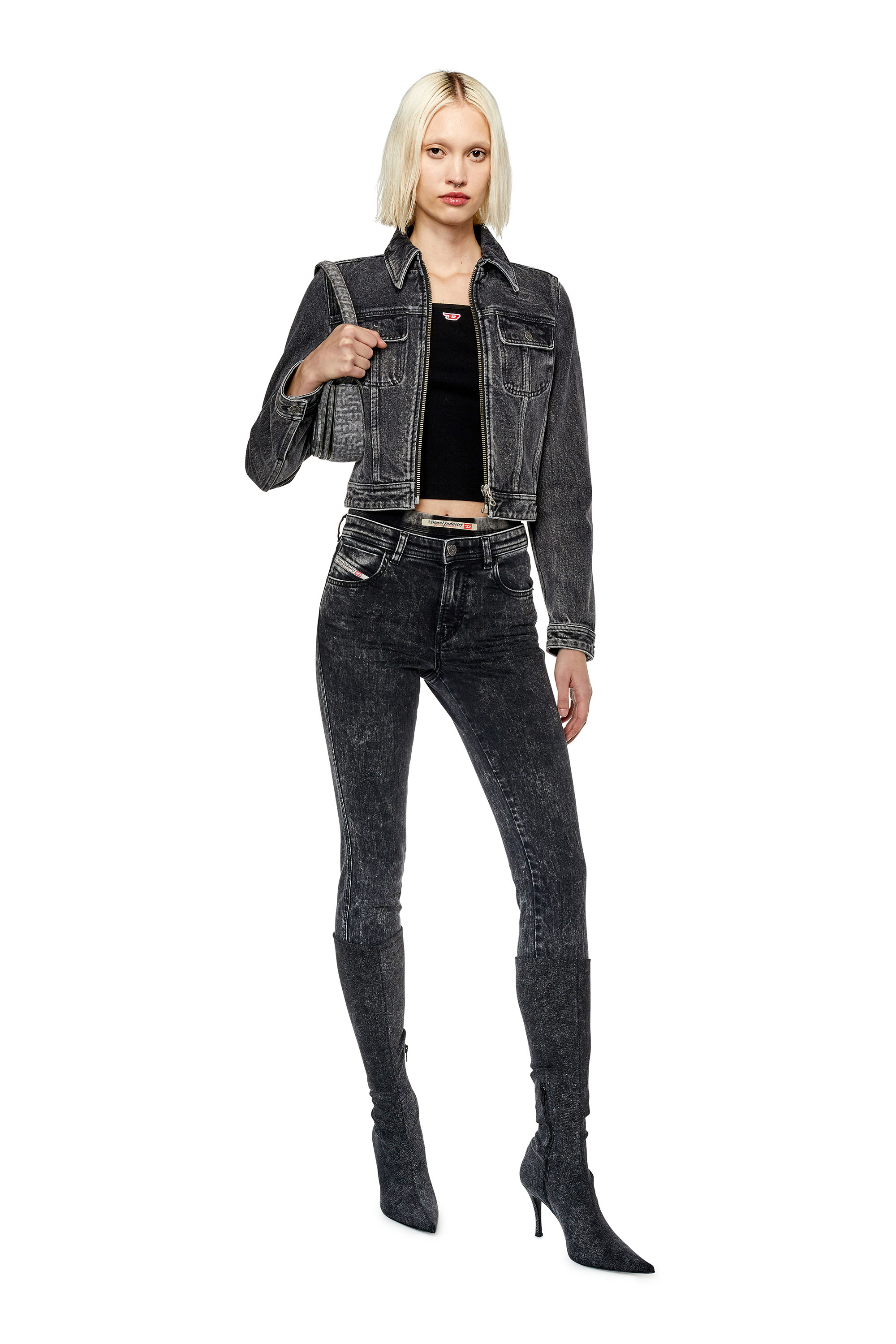 Diesel - Skinny Jeans 2015 Babhila 0ENAN, Black/Dark grey - Image 2
