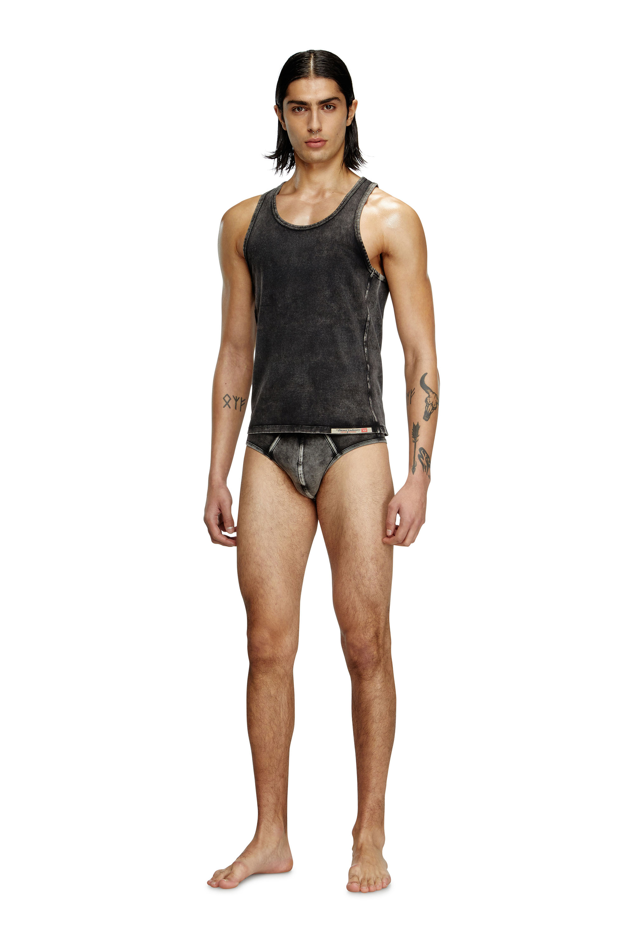 Diesel - WALTY-DNM, Man's Denim-effect tank top in Black - 1