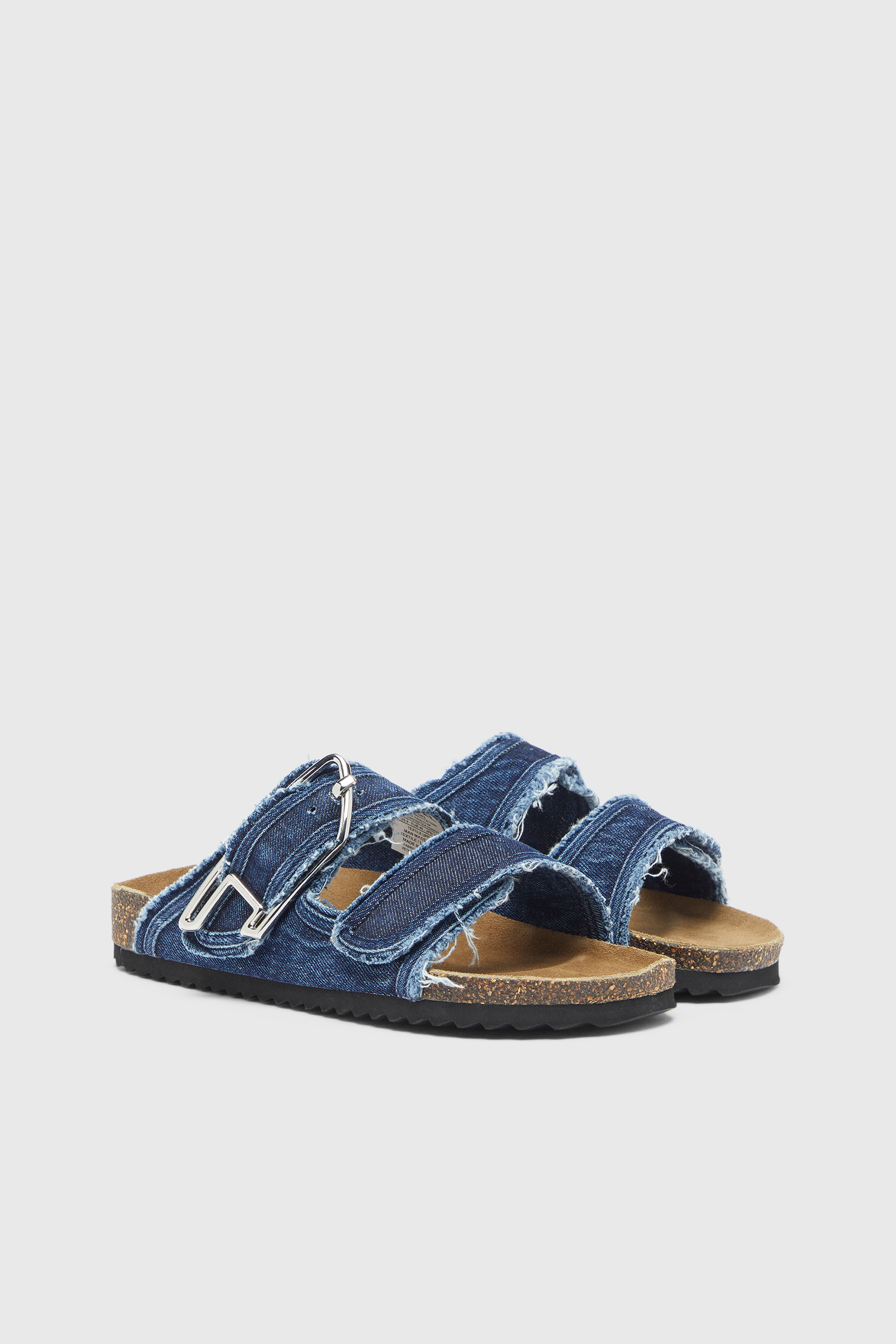 Diesel - D-WOODSTOCK D SANDAL W, Woman's D-Woodstock - Slide with frayed denim straps in Medium blue - 2
