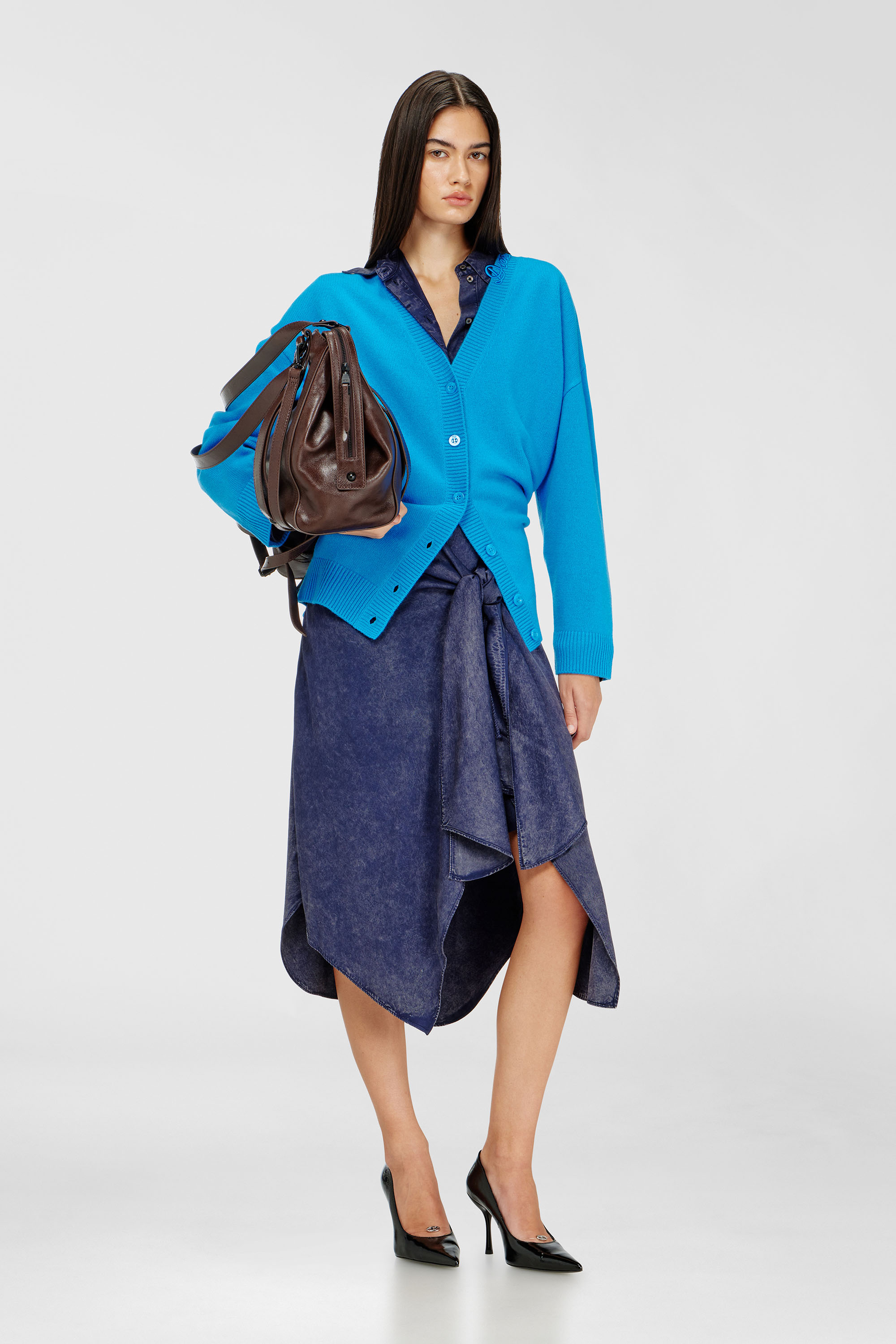 Diesel - D-ILETTA-B2, Woman's Midi shirt dress in denim-effect viscose in Blue - 2