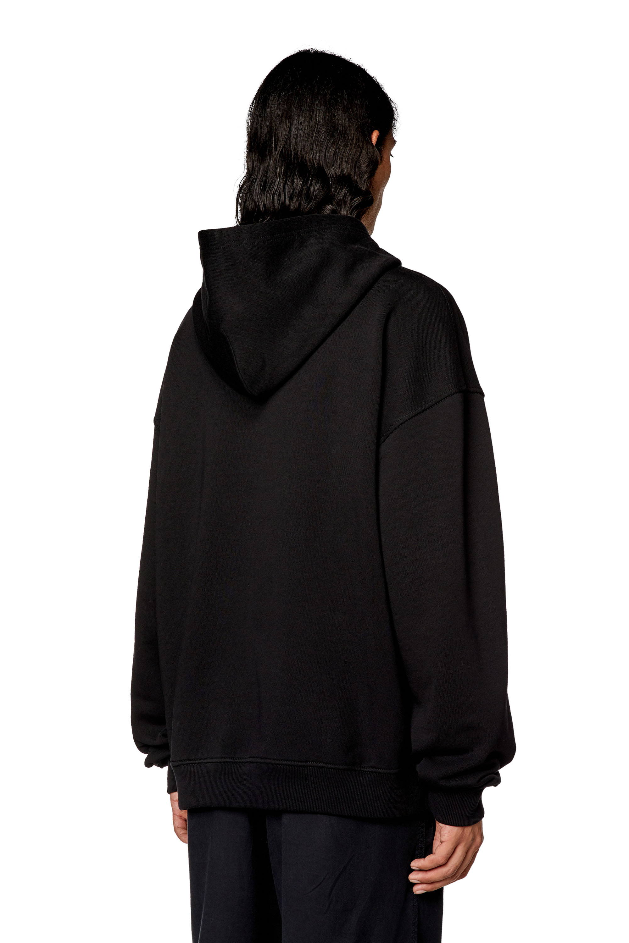 Diesel - S-NLABEL-HOOD-L1, Man Oversized hoodie with logo patch in Black - Image 4