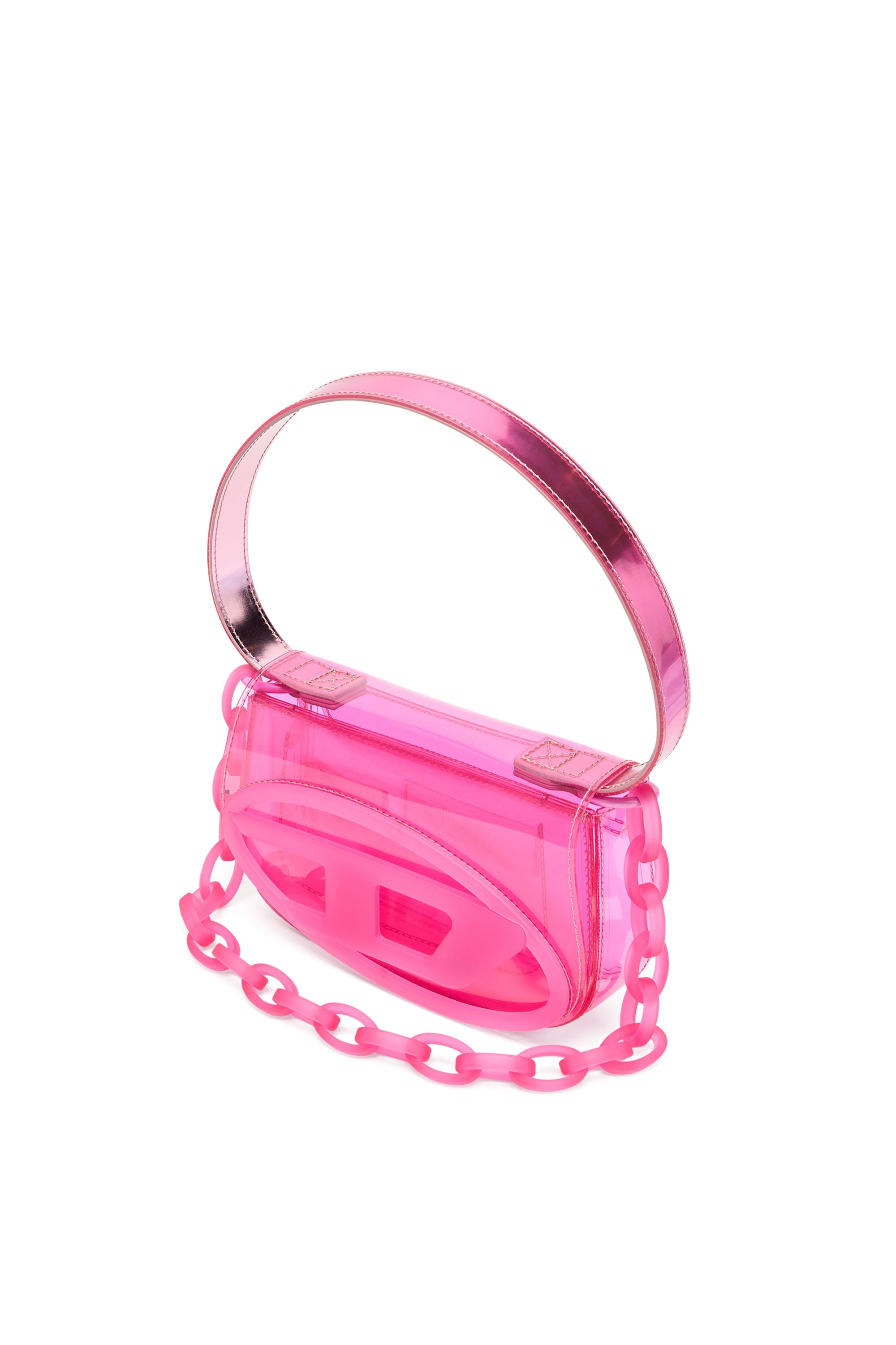 Diesel - 1DR, Woman's 1DR-Iconic shoulder bag in transparent TPU in Hot pink - 6