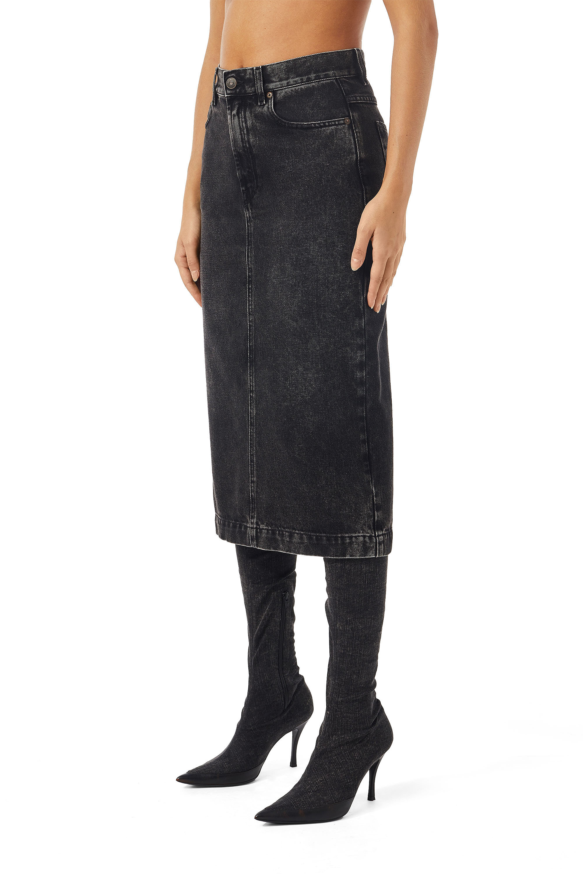 Diesel - DE-RONNY PENCIL SKIRT, Black/Dark grey - Image 5